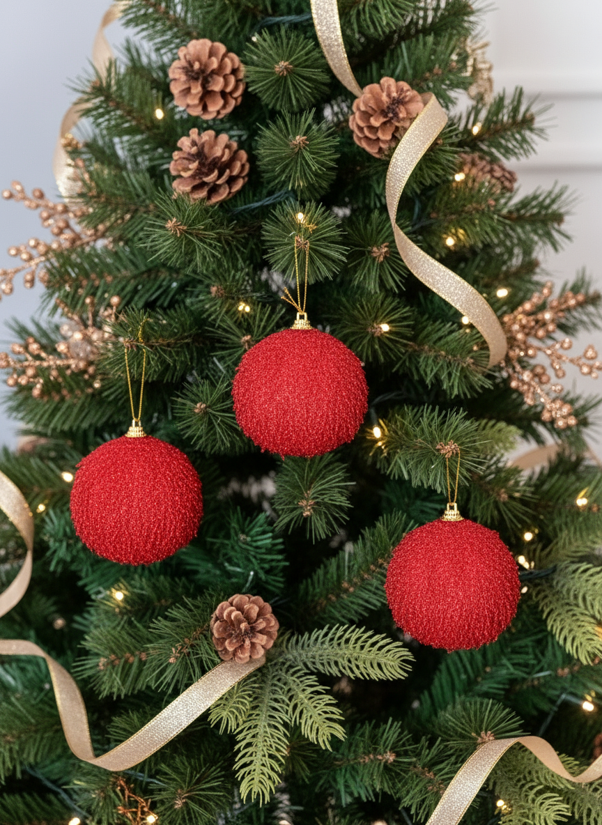 Christmas Celestial Ball Set - Red (Set of 3)