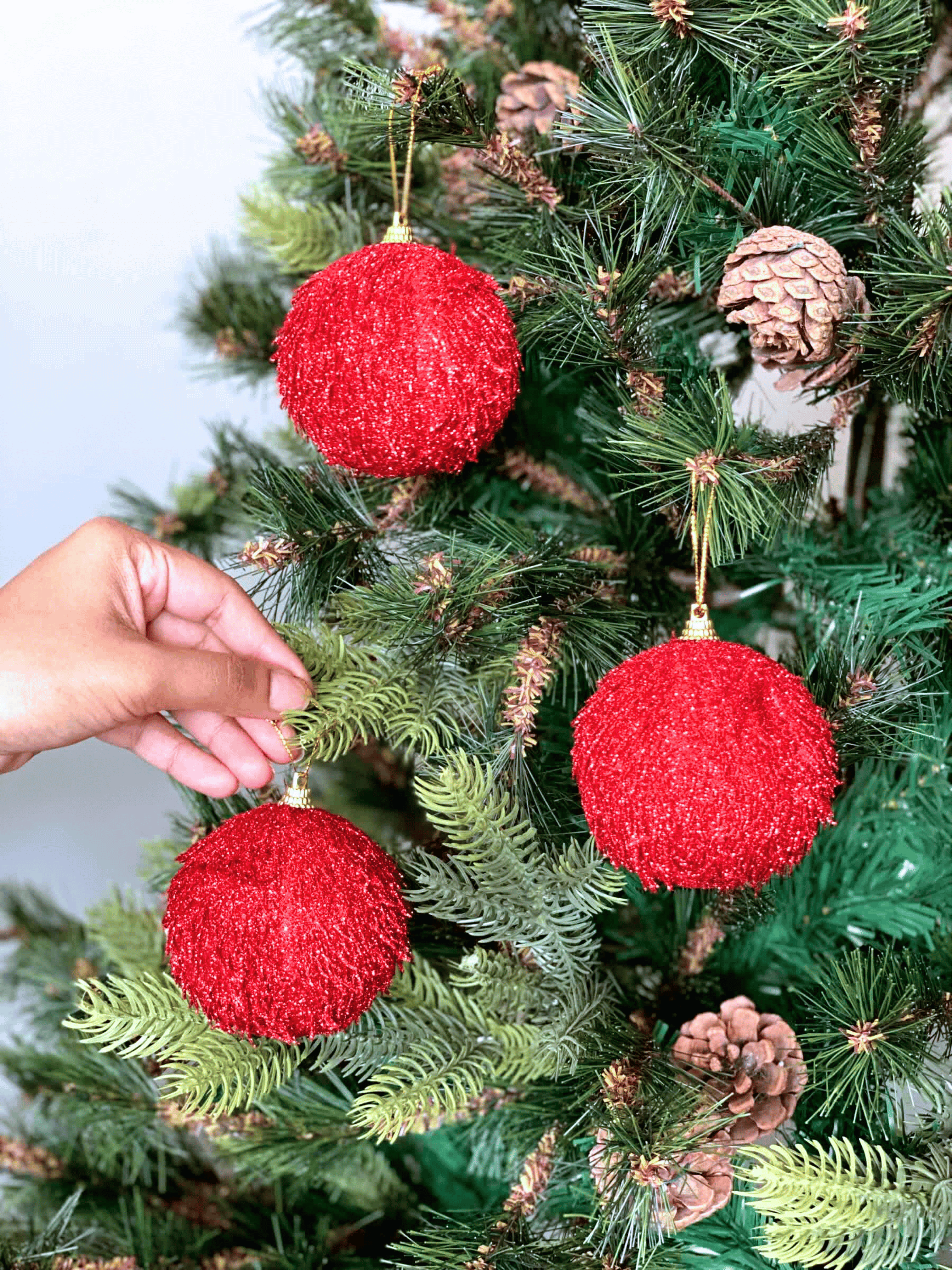 Christmas Celestial Ball Set - Red (Set of 3)