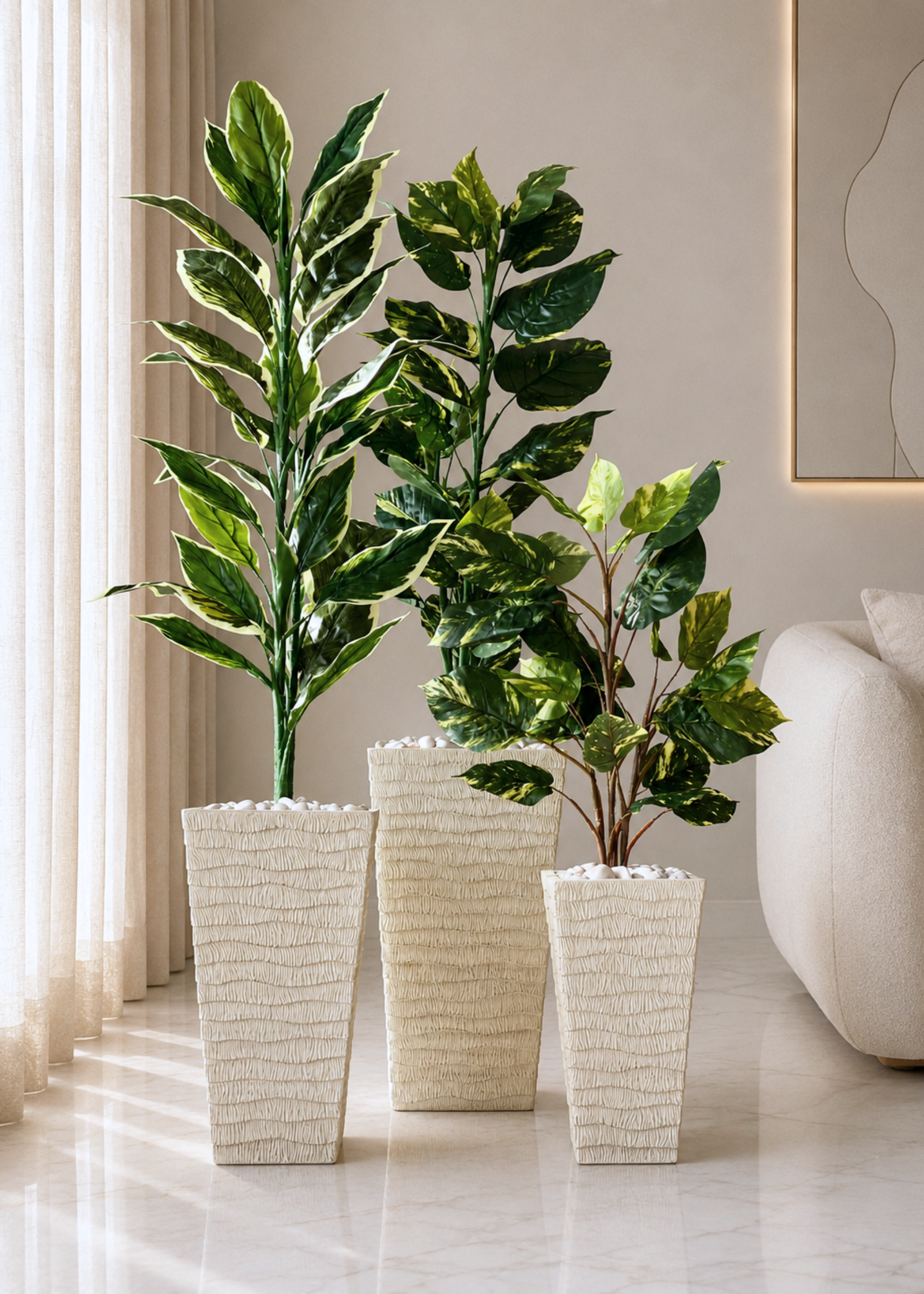 Carved Planters - Ivory