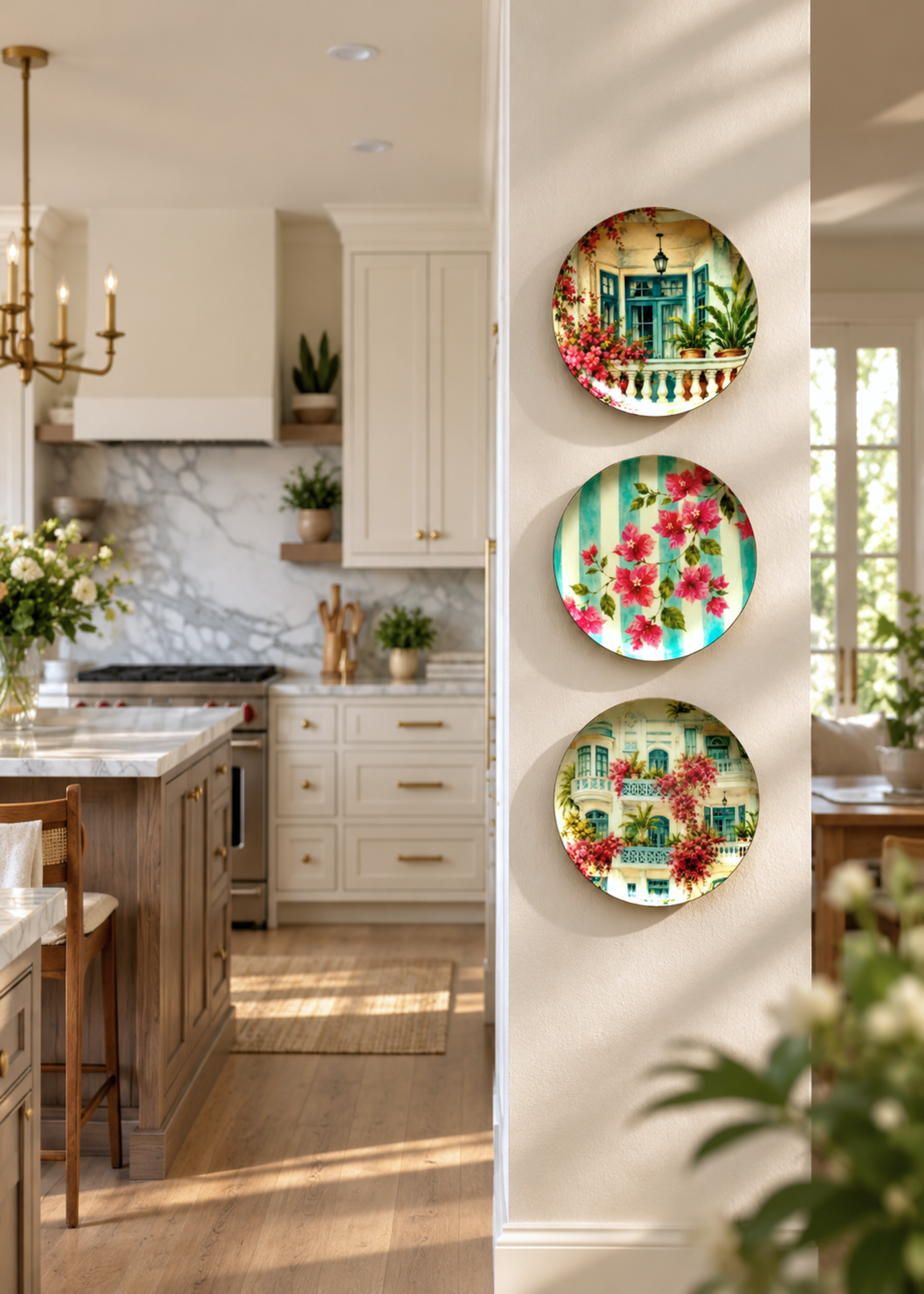 Bombay Bougainvillea Round Wall Plates (Set of 3)