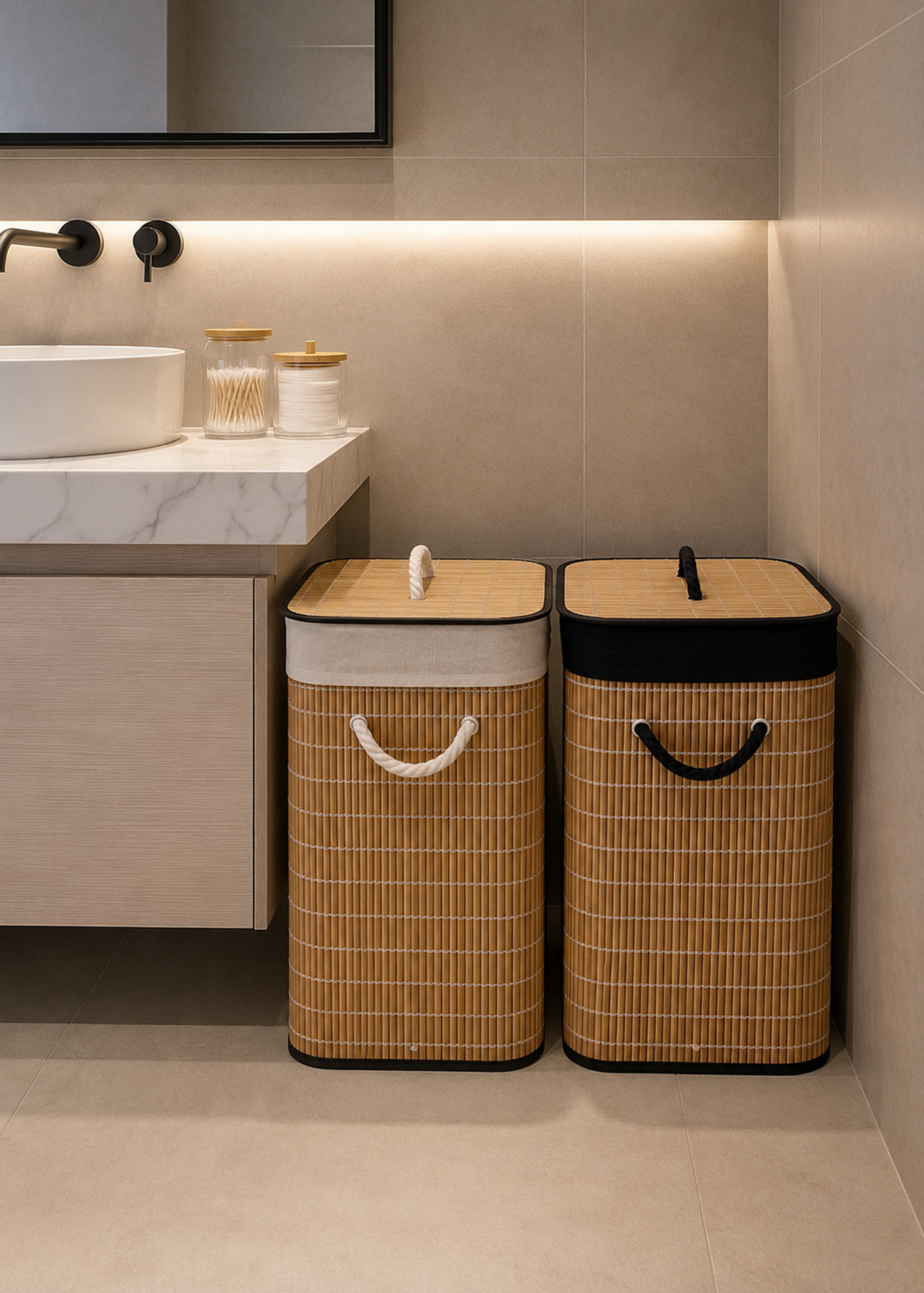 Baskora Laundry Basket - White & Brown