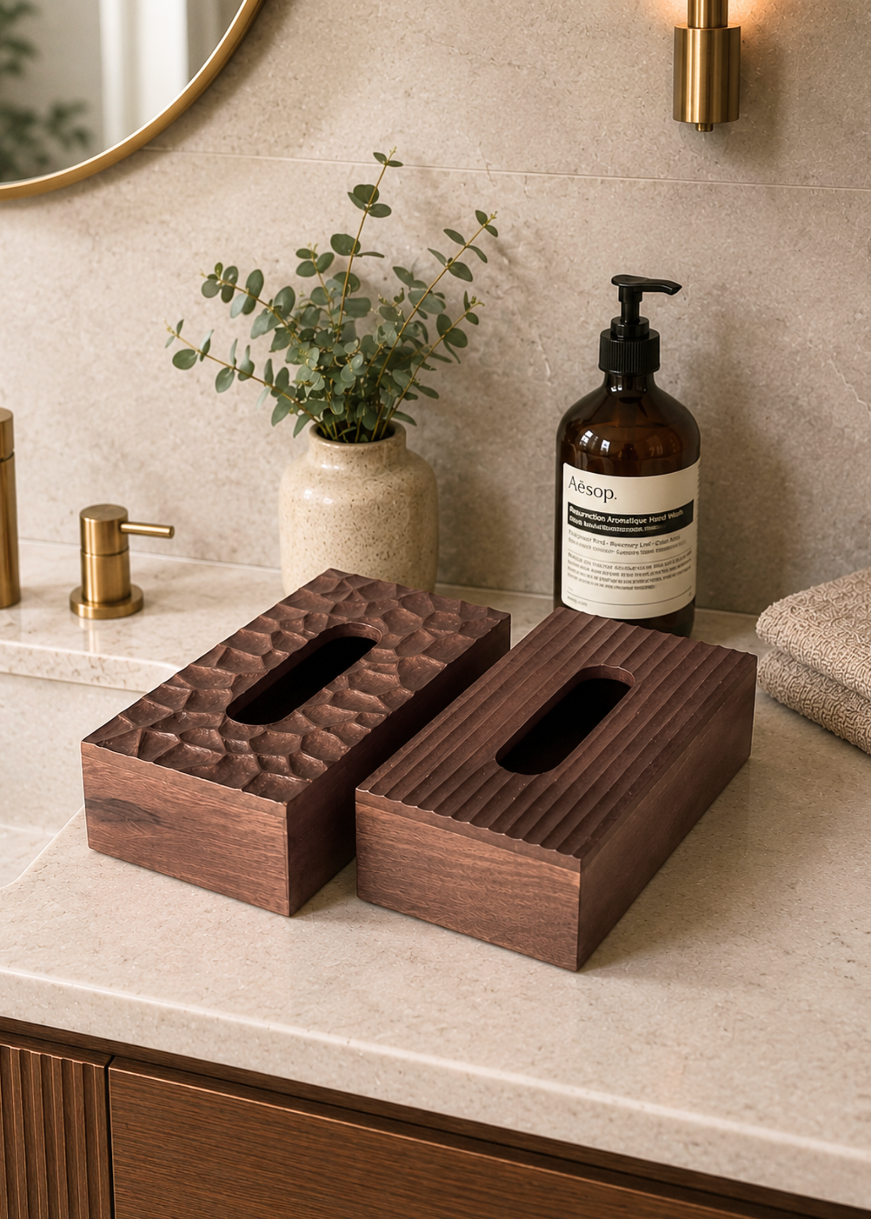 Contour Wooden Tissue Box