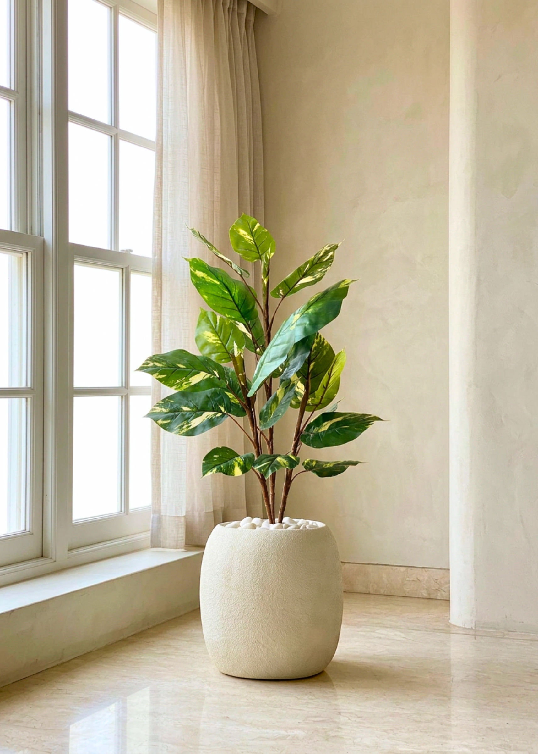 Artificial Variegated Pothos Plant - 3 Feet