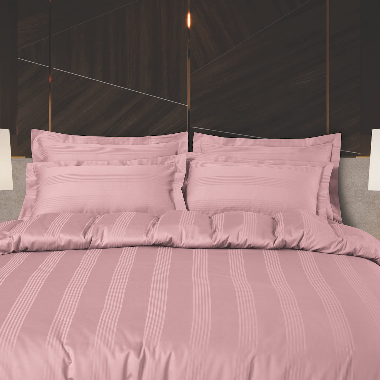 Turin Jacquard Rose Pink Stripes Bedsheet