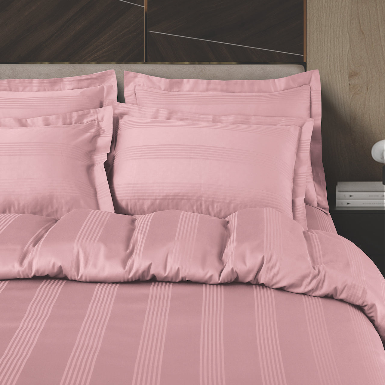 Turin Jacquard Rose Pink Stripes Bedsheet