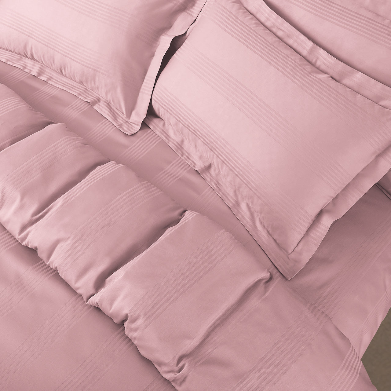 Turin Jacquard Rose Pink Stripes Bedsheet