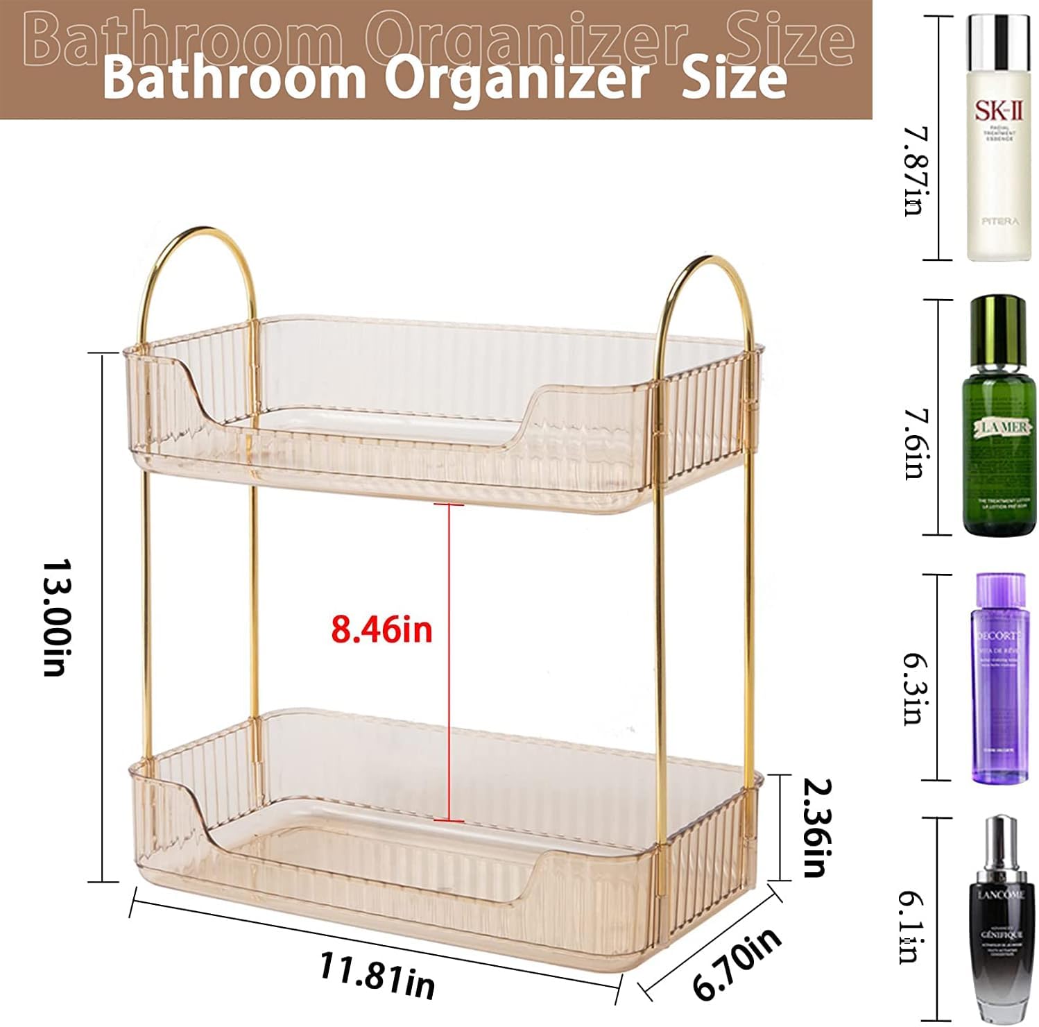 Two Tier Cosmetics Organiser - Amber