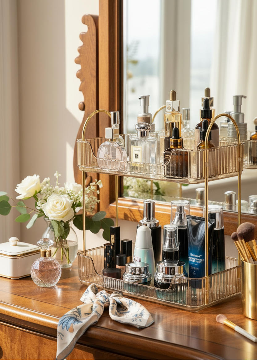 Two Tier Cosmetics Organiser - Amber