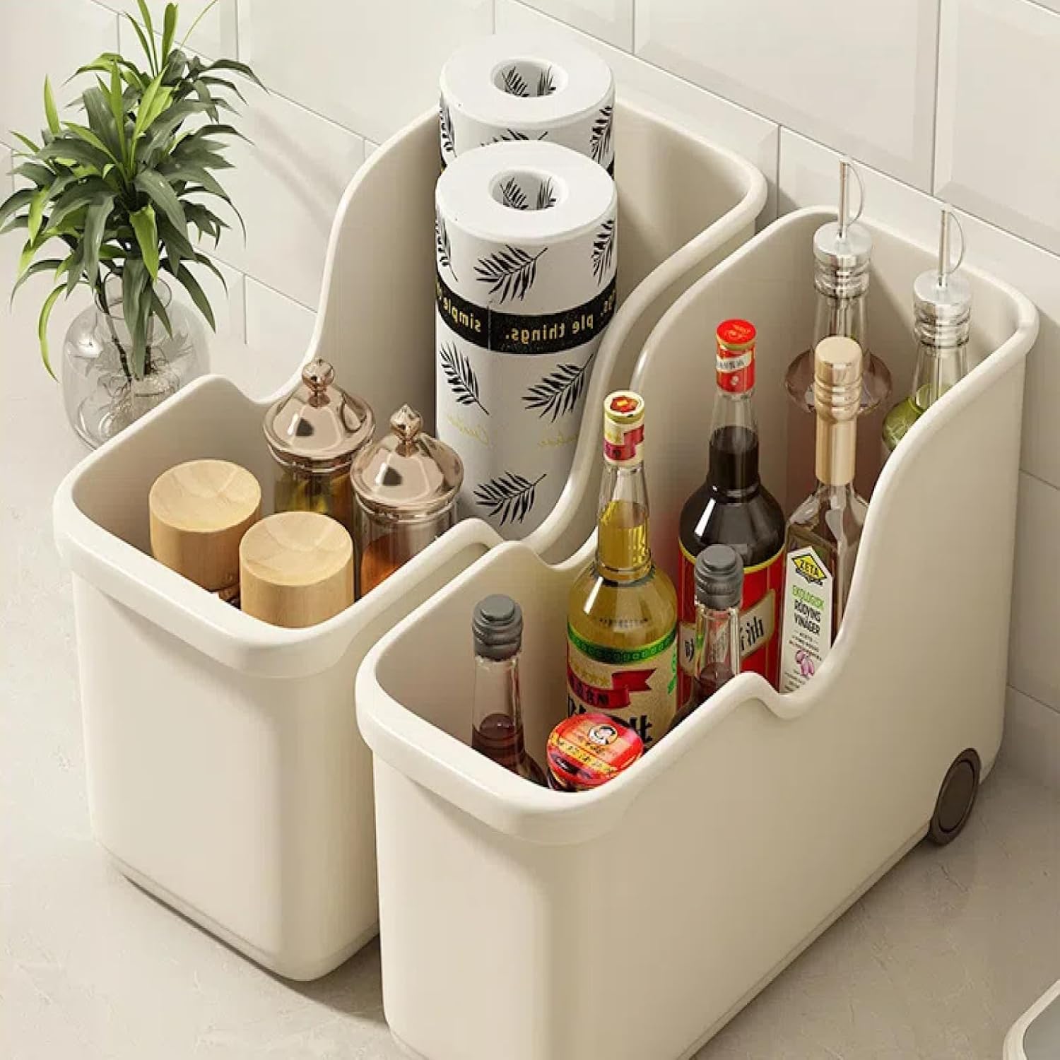 Storage Basket With Wheels Large (Set of 2)
