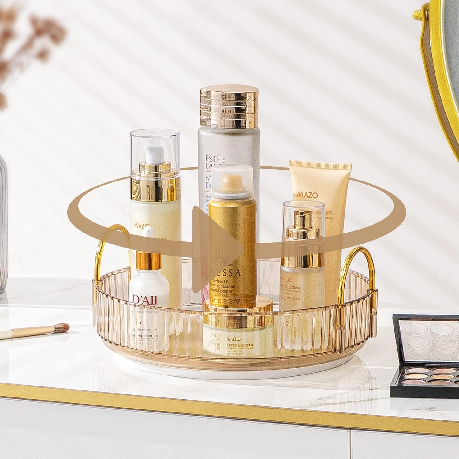 Rotating Makeup Organiser - Amber