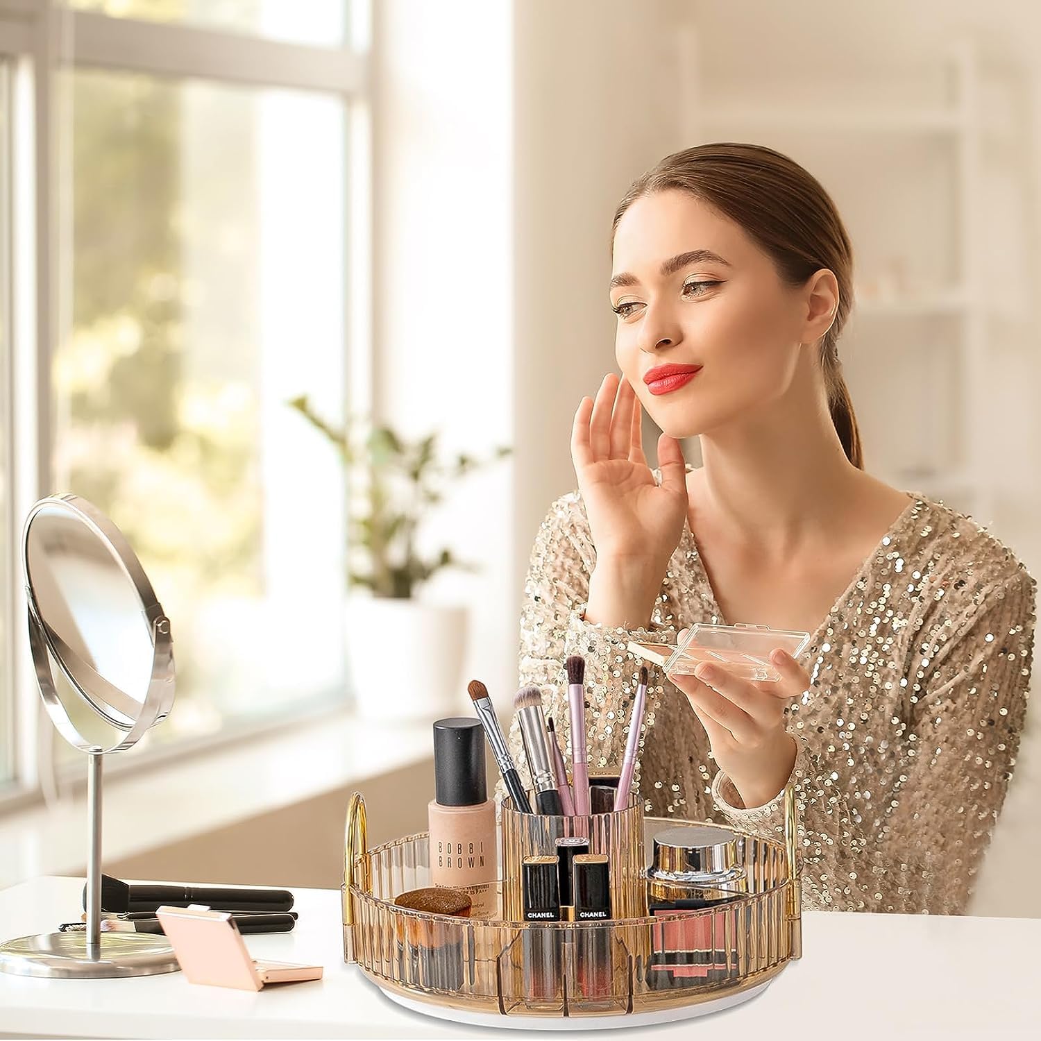 Rotating Makeup Organiser - Amber