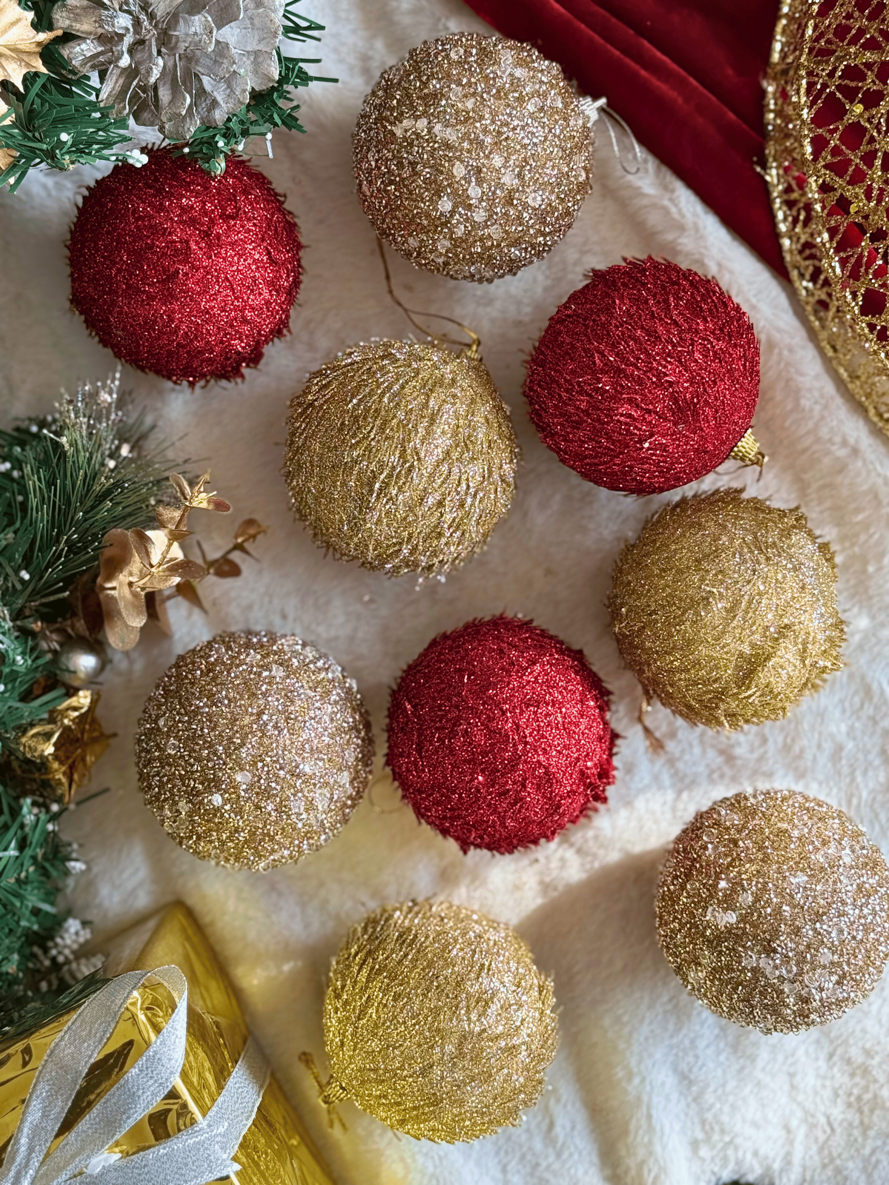 Christmas Celestial Ball Set - Red (Set of 3)