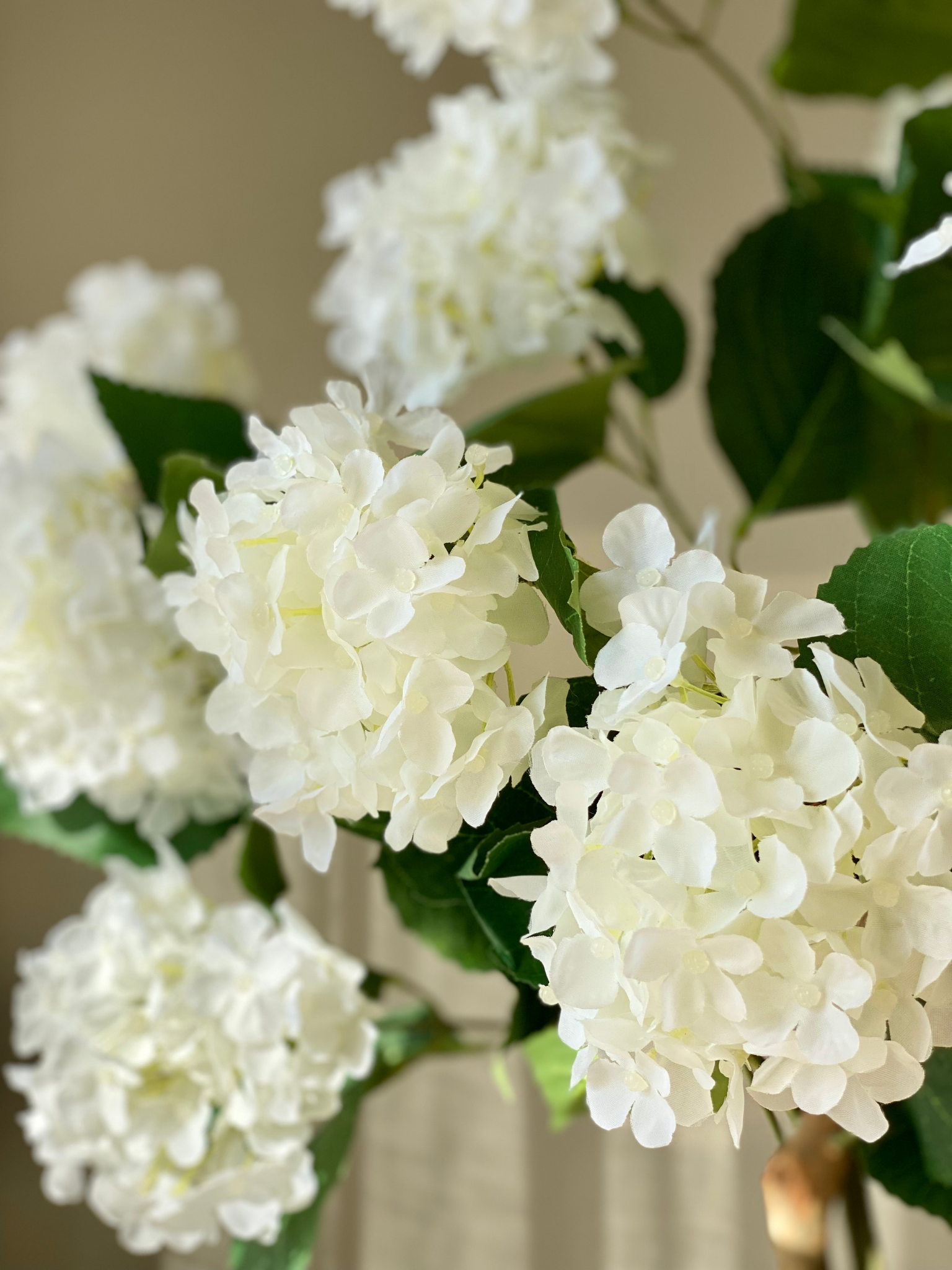 Artificial White Hydrangea Plant - 4 Feet