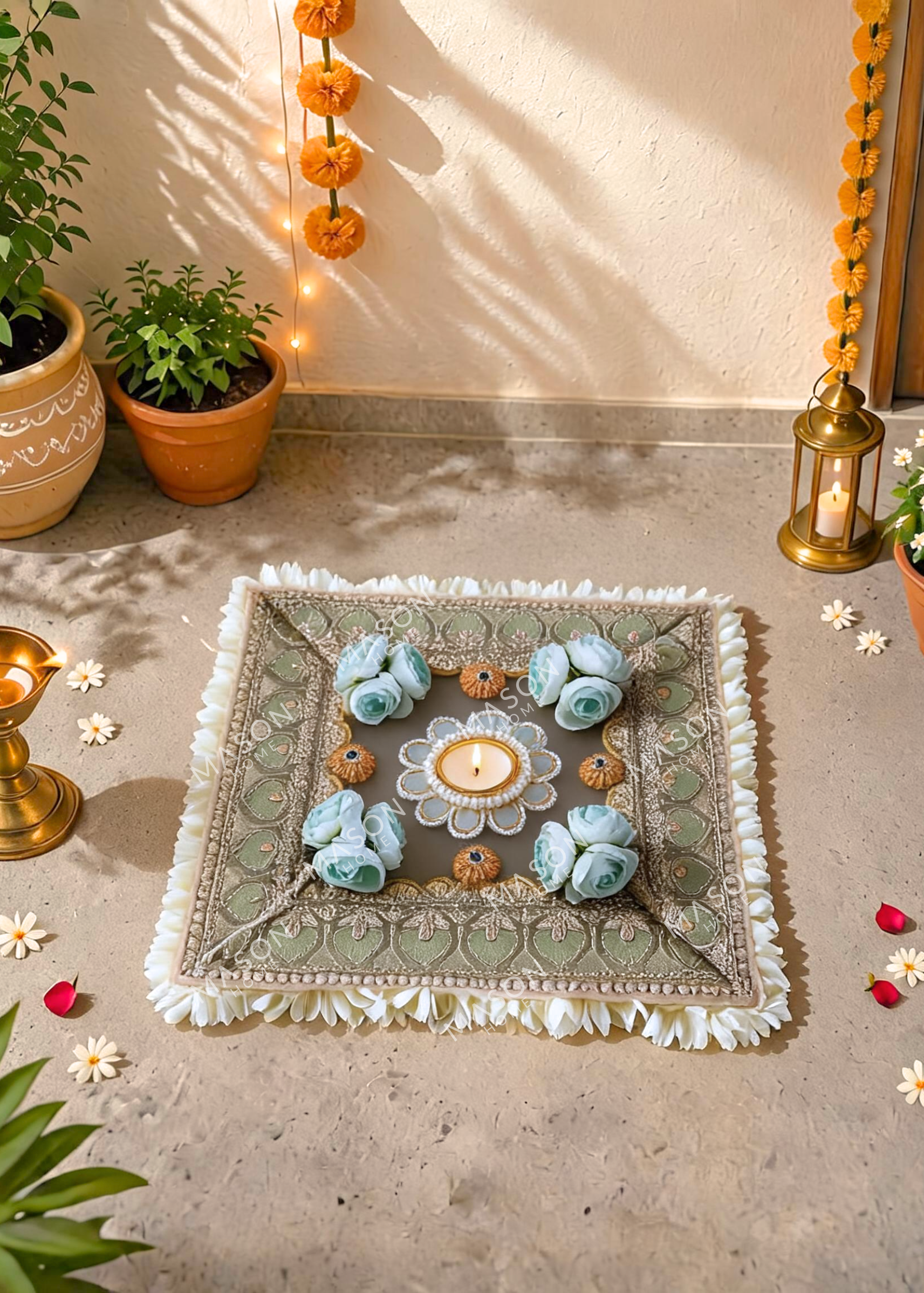 Festive Sage Blossom Rangoli