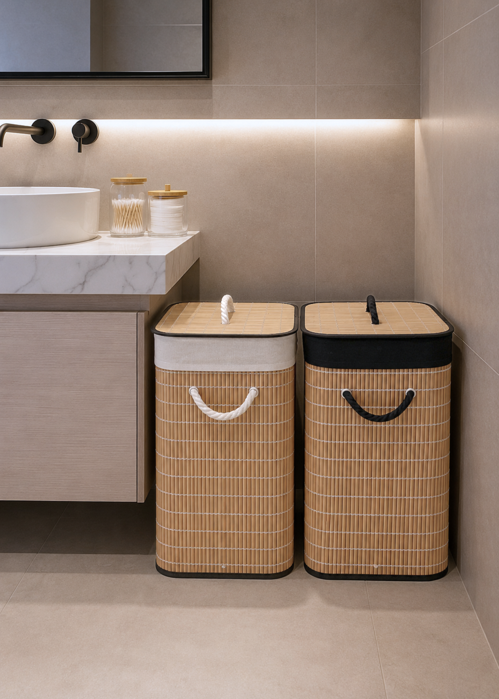 Baskora Laundry Basket - Black & Brown