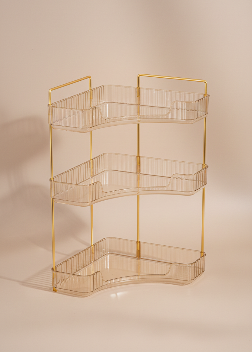 Three Tier Corner Cosmetic Storage Rack - Amber (Only For Mumbai)