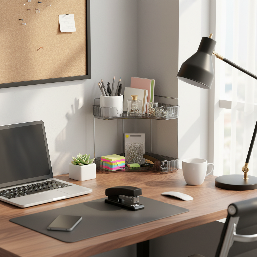 Two Tier Corner Cosmetic Storage Rack - Grey