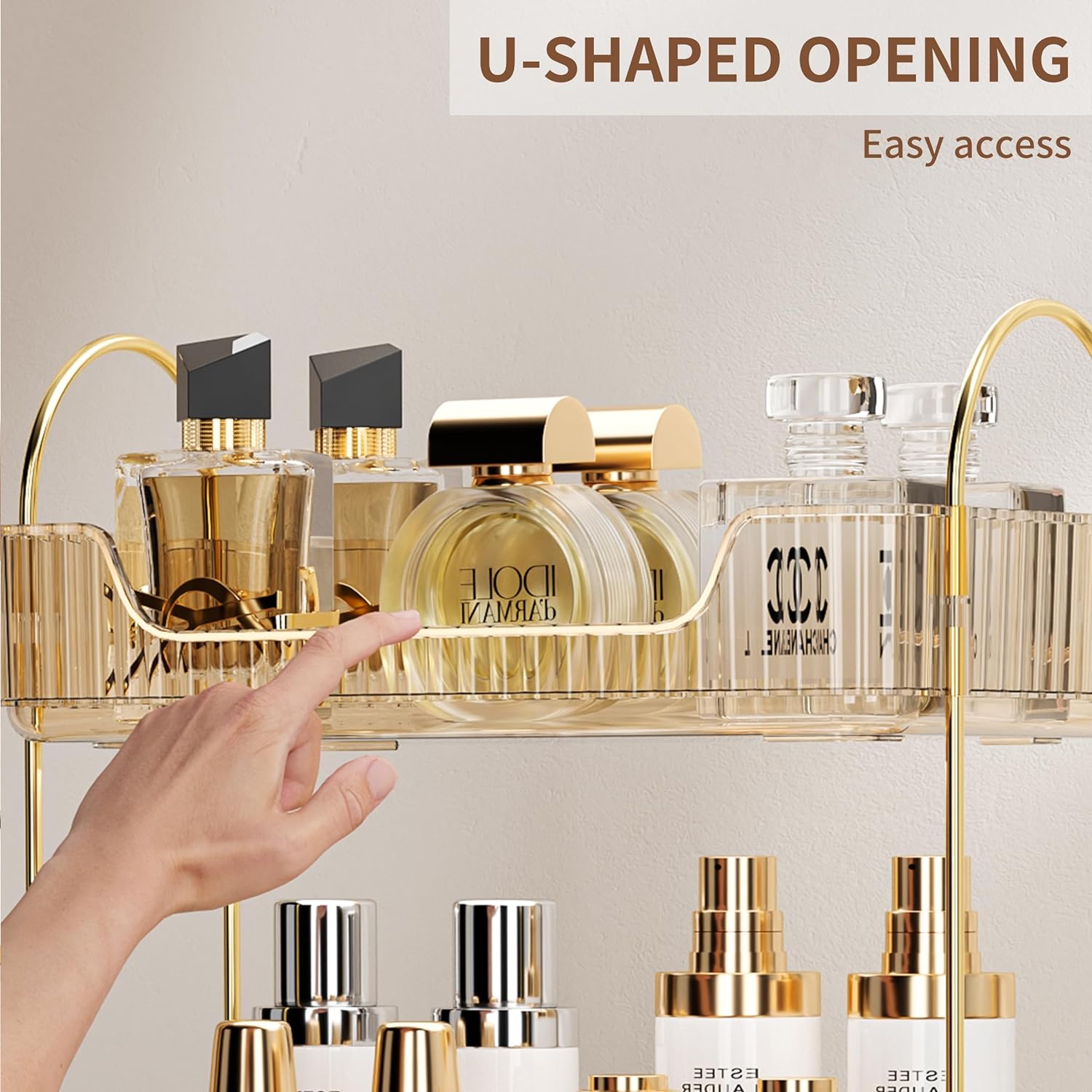 Countertop Cosmetics Storage Tray - Amber