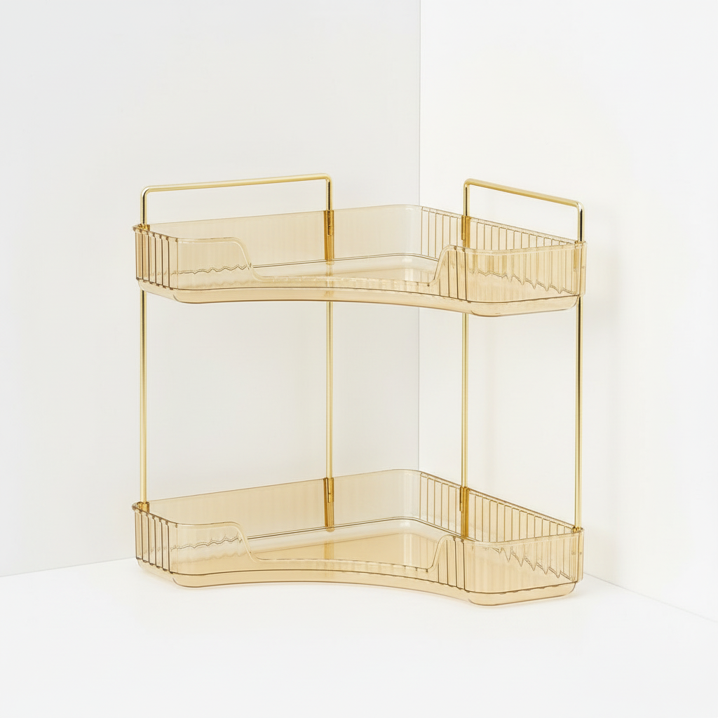 Two Tier Corner Cosmetic Storage Rack - Amber