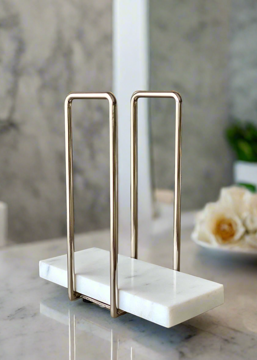 Imperial Napkin Holder - White & Silver