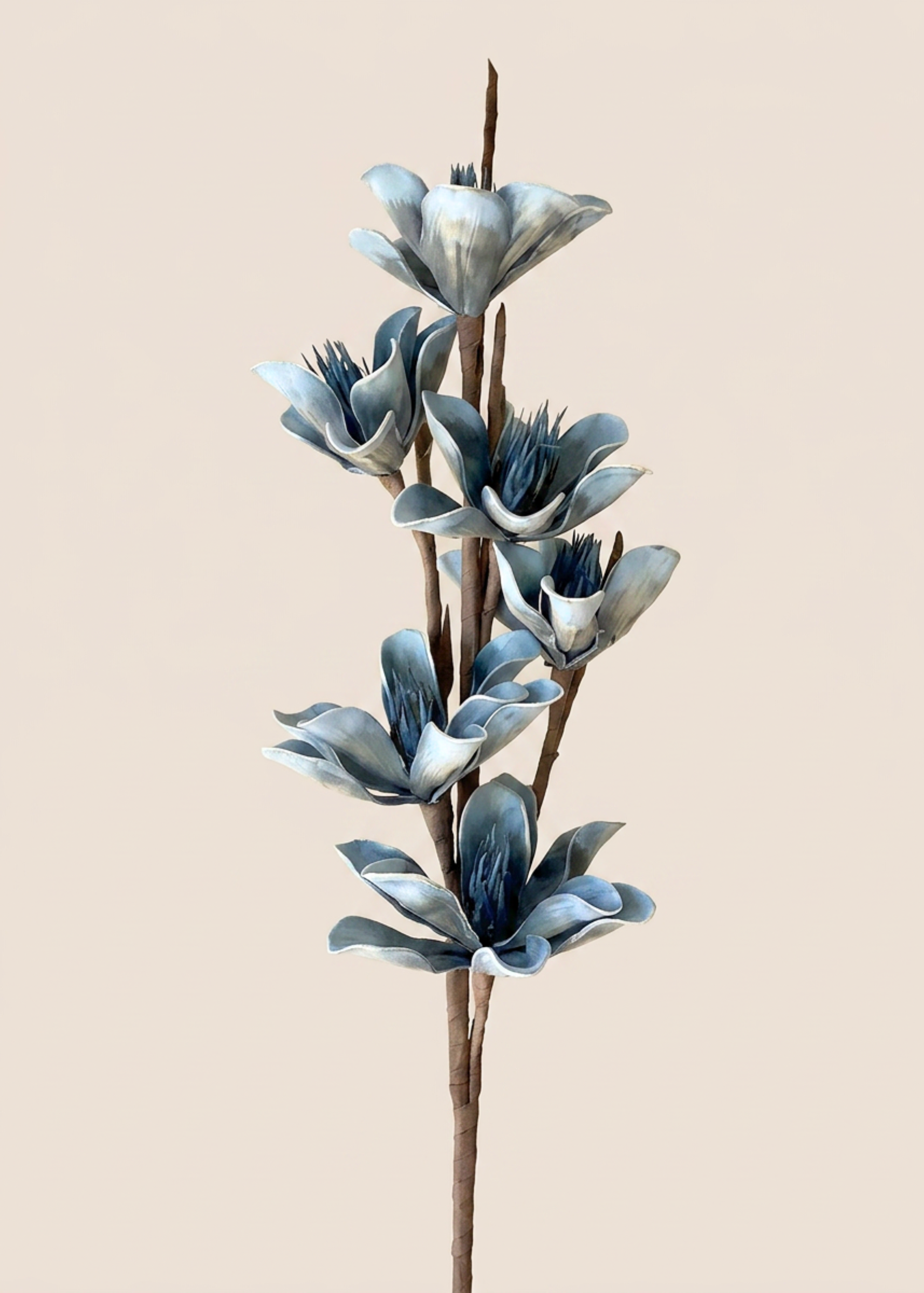 Artificial Lily Magnolia Flower Stem - Blue Ombre (One Stem)
