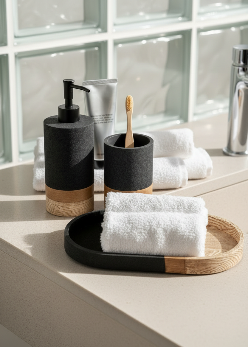 Aurum Dune Bathroom Set - Set of 3 (Black)