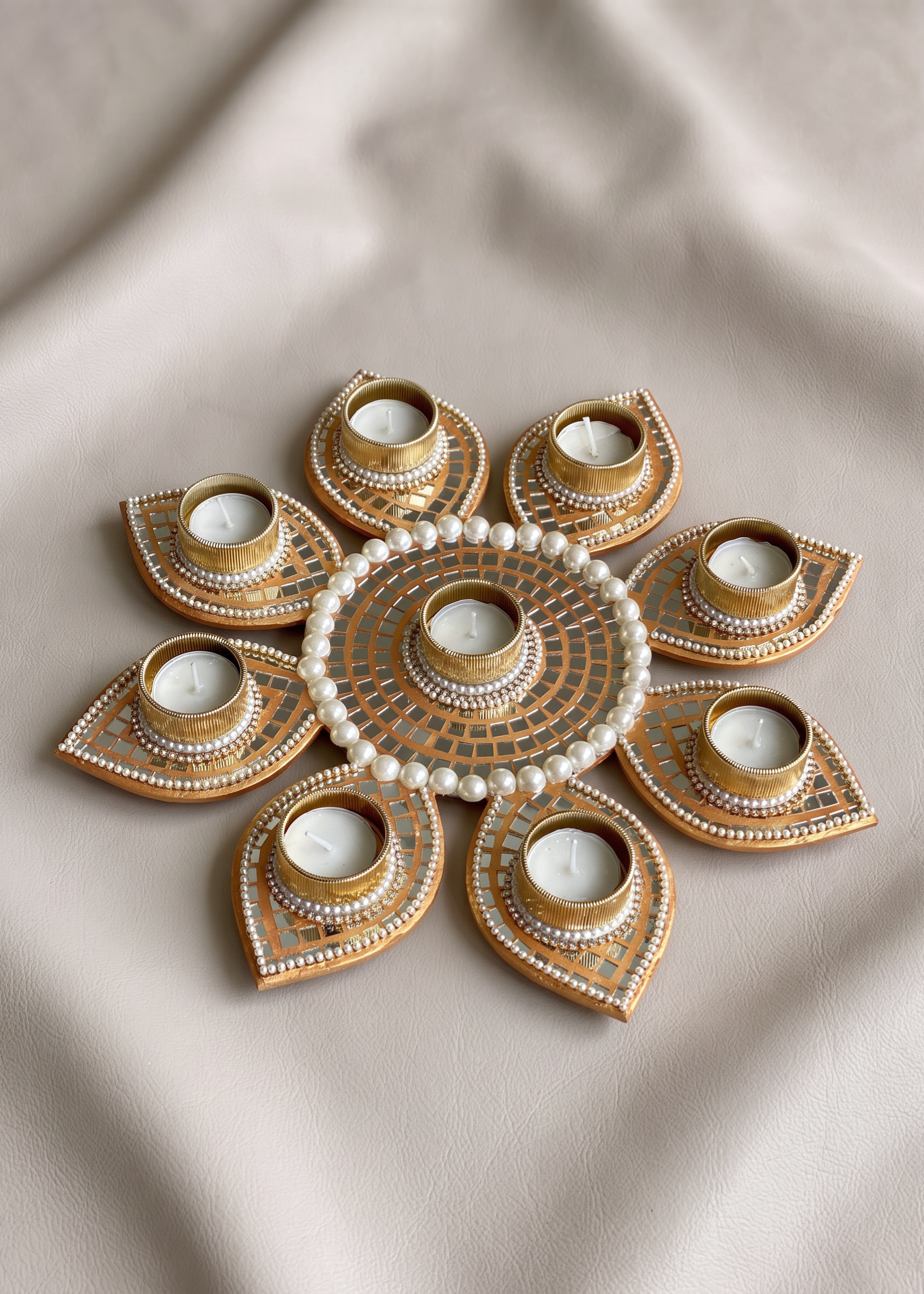 Festive Mirror Bloom Diya Rangoli