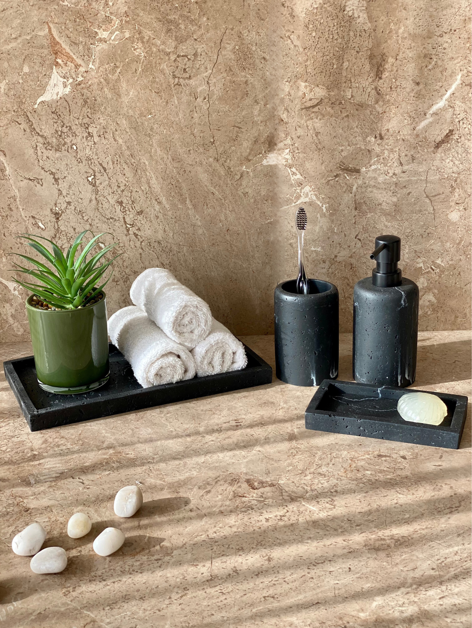 Carrara Bathroom Set - Black (Set of 3)