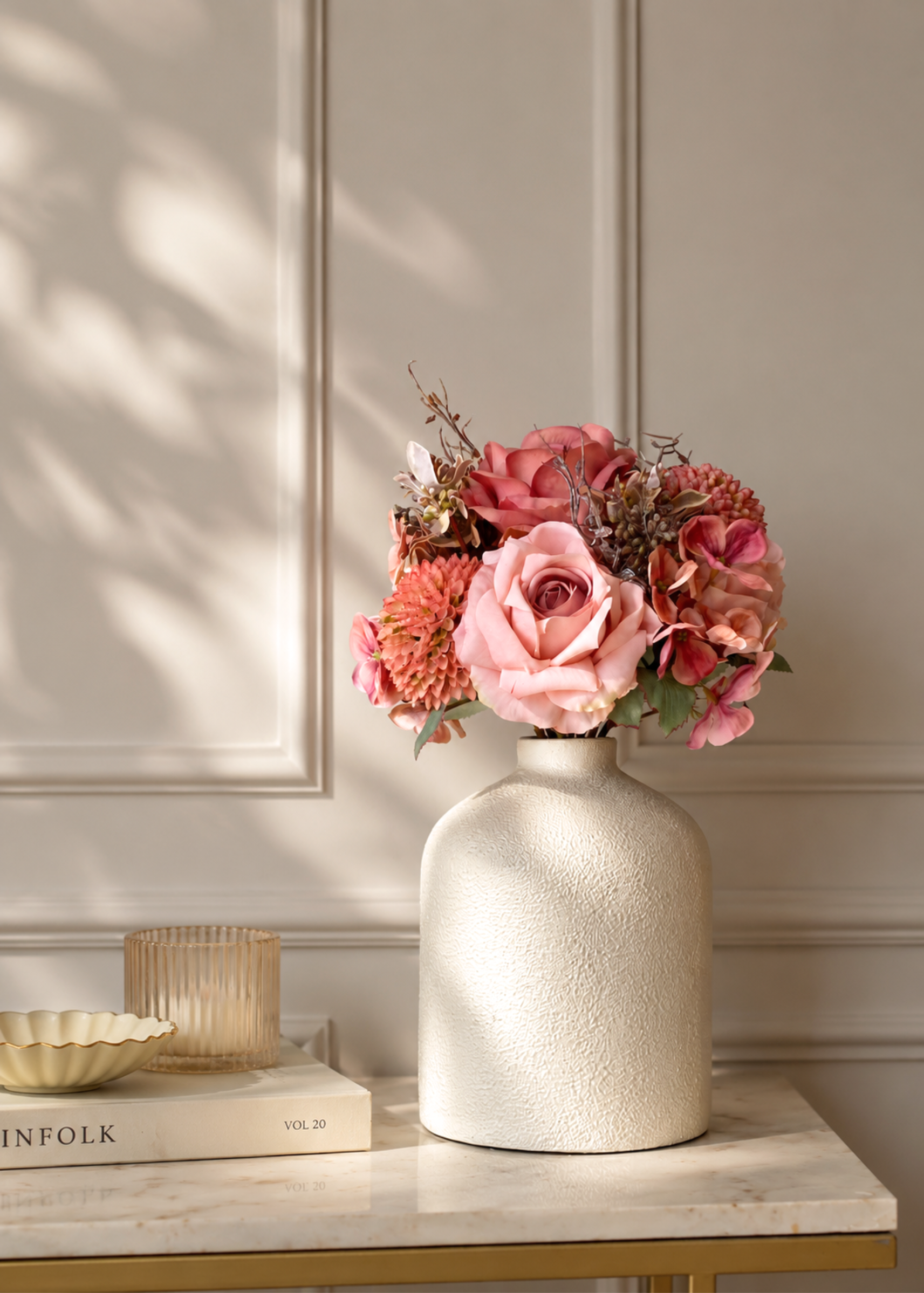Artificial Blush Rose Bunch
