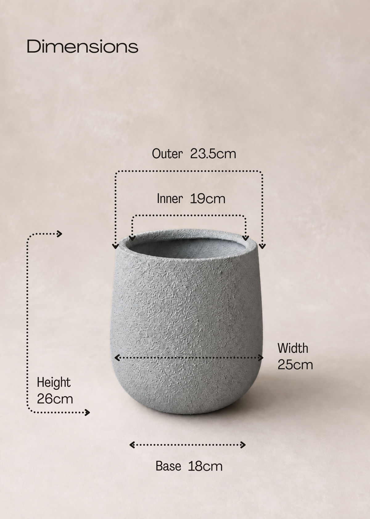 Noa Round Planters - Light Grey