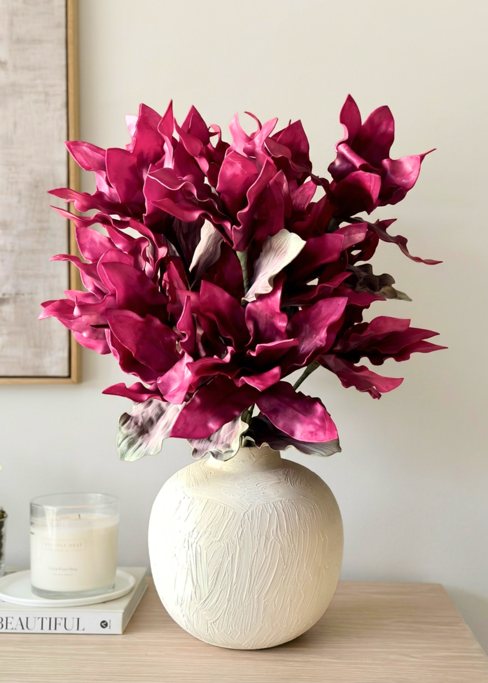 Artificial Magnolia Flower Stem - Magenta Ombre (One Stem)