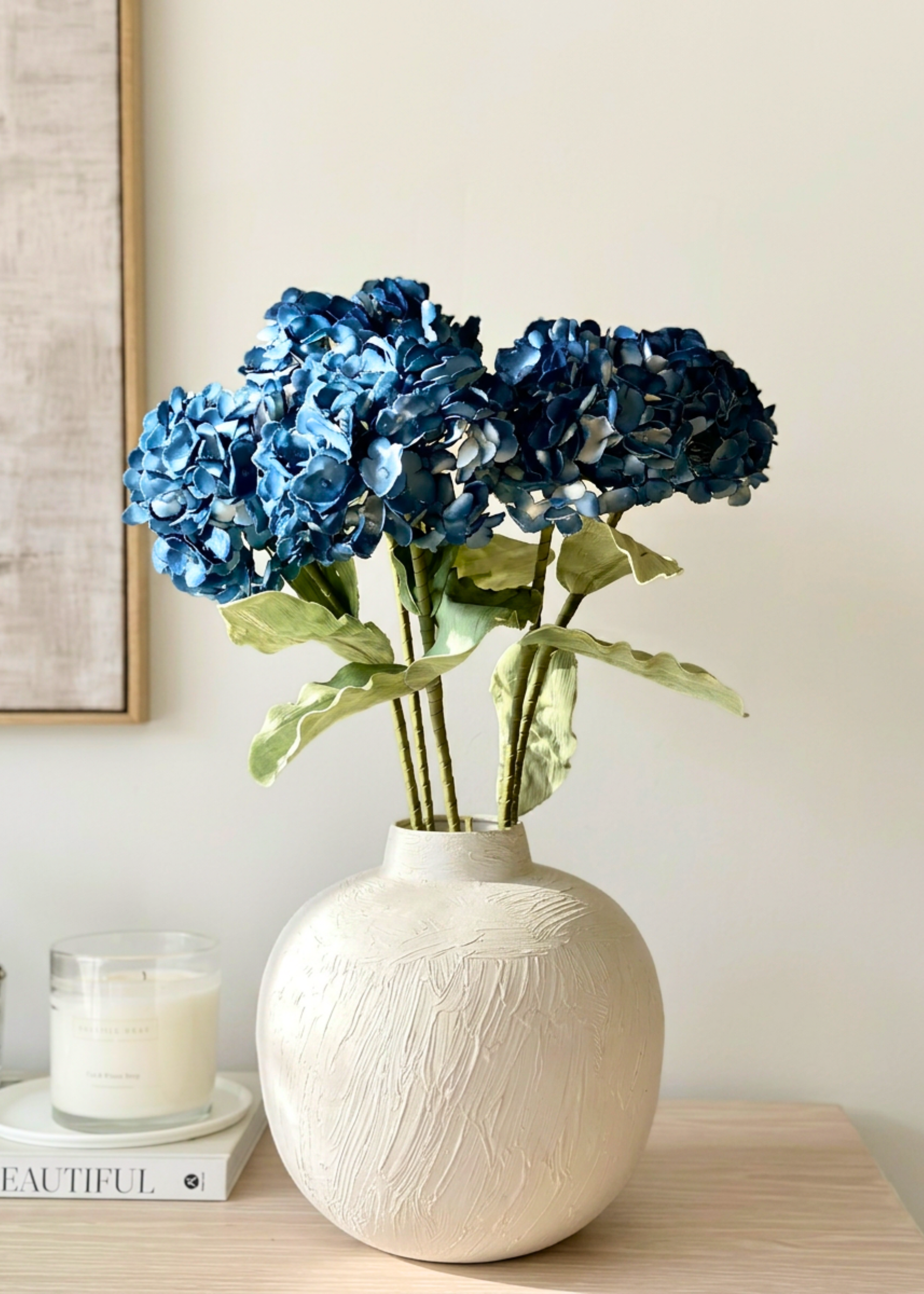 Artificial Hydrangea Flower Stem - Blue Ombre (One Stem)