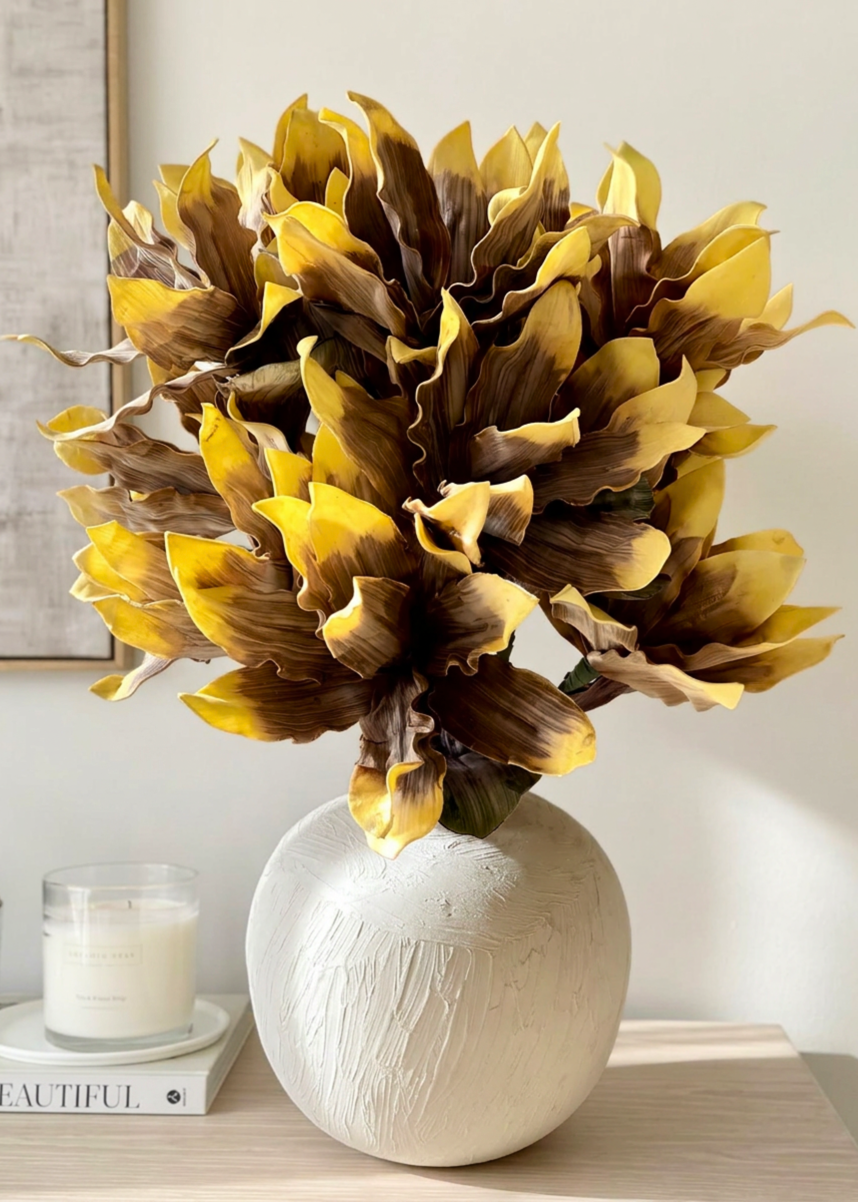 Artificial Magnolia Flower Stem - Amber Ombre (One Stem)