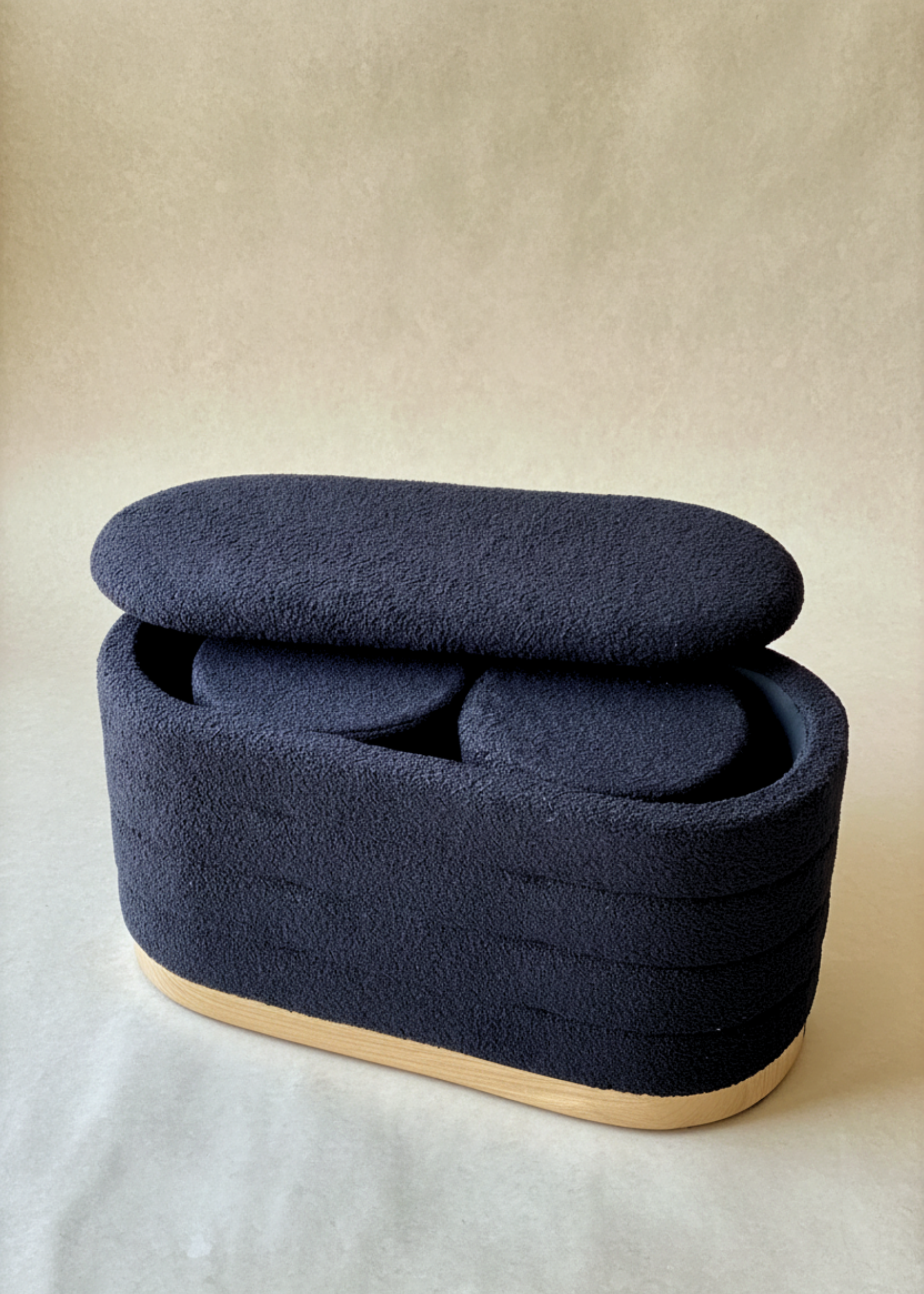 Cloud Boucle Storage Pouffe Set - Black