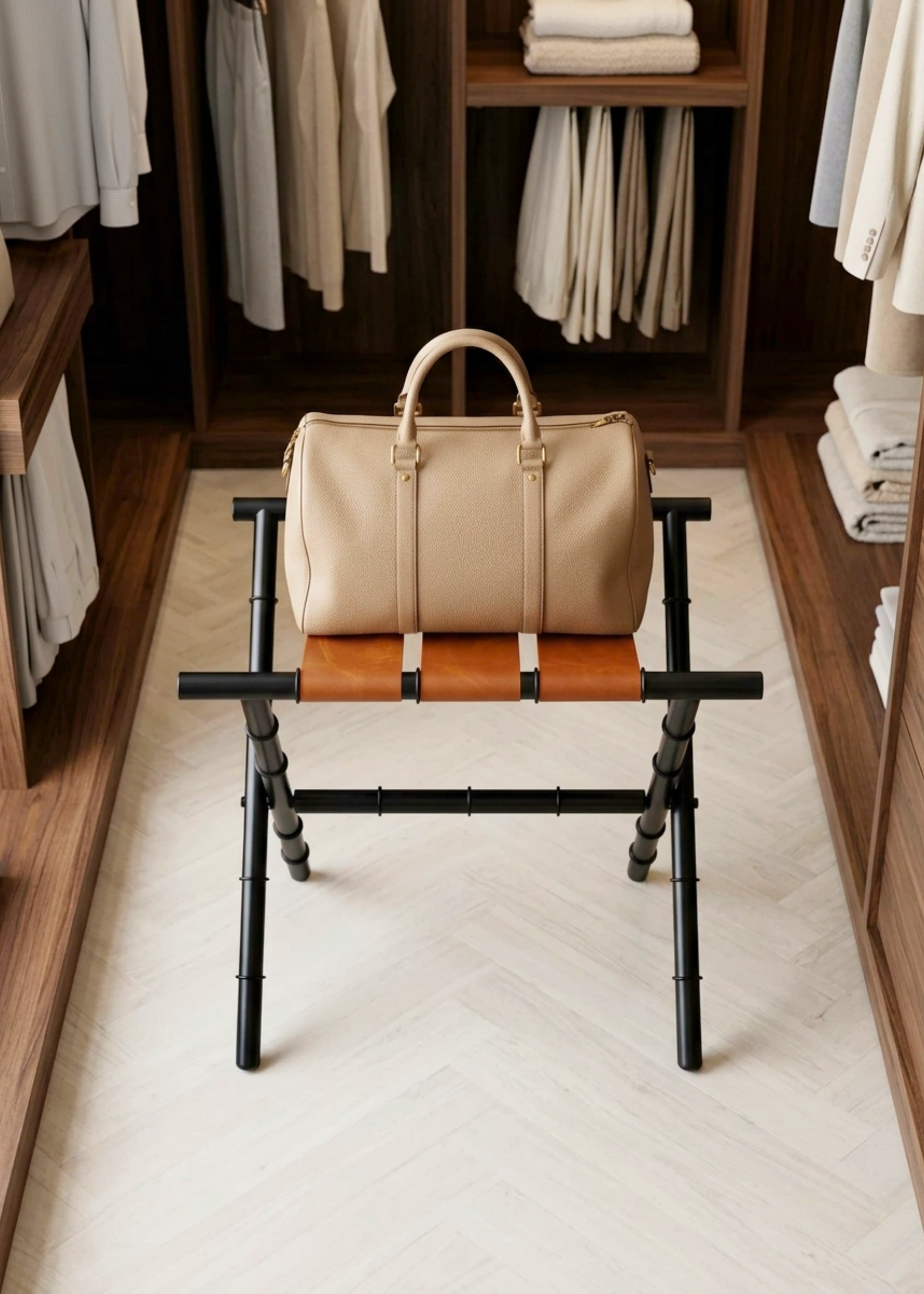 Naples Tan Foldable Luggage Rack