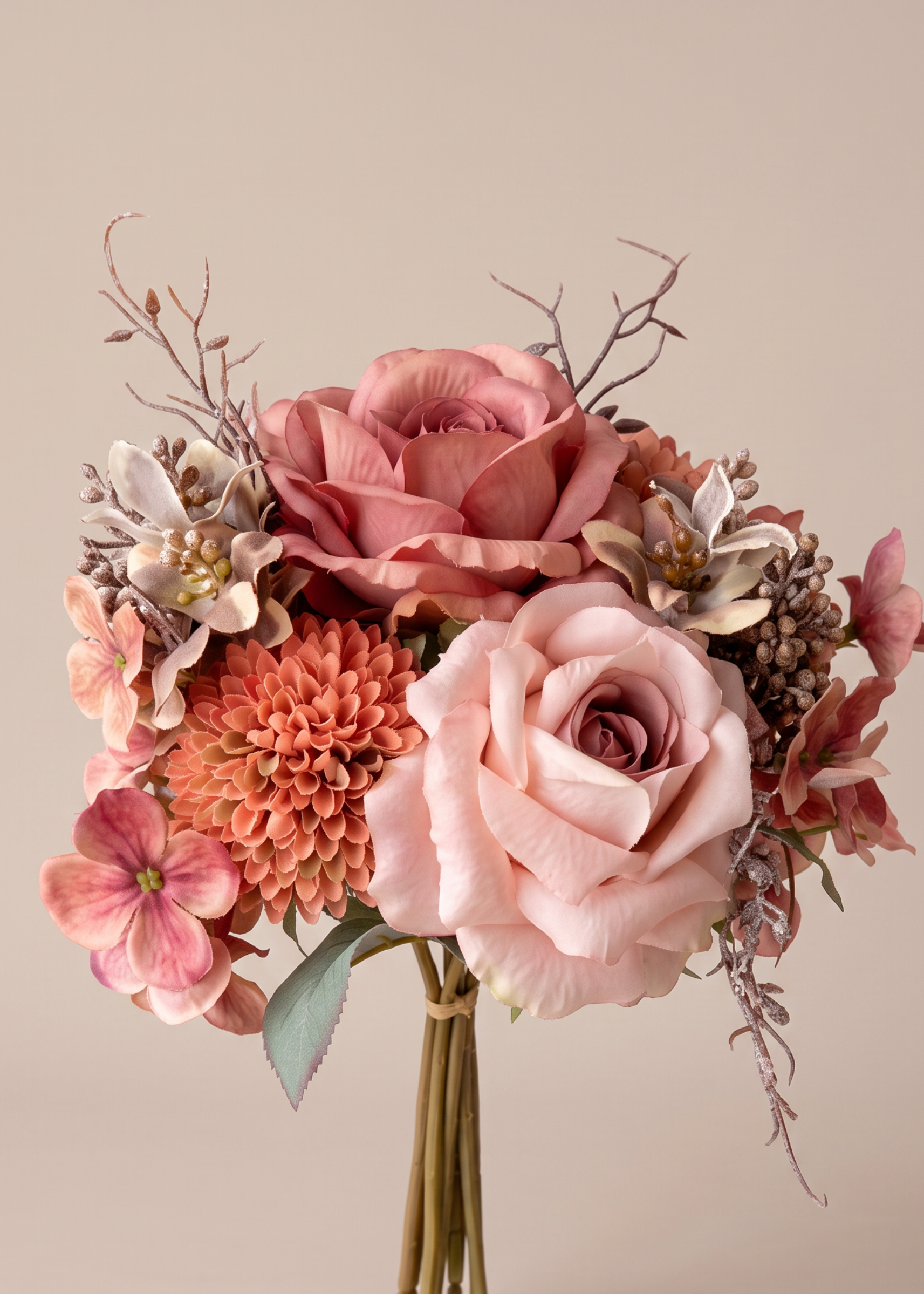 Artificial Blush Rose Bunch