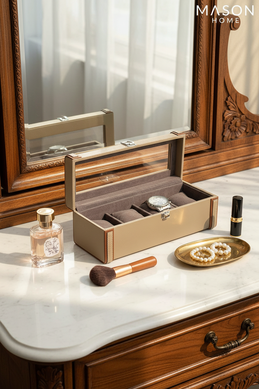 Naples Taupe Watch Box - 4 Slots