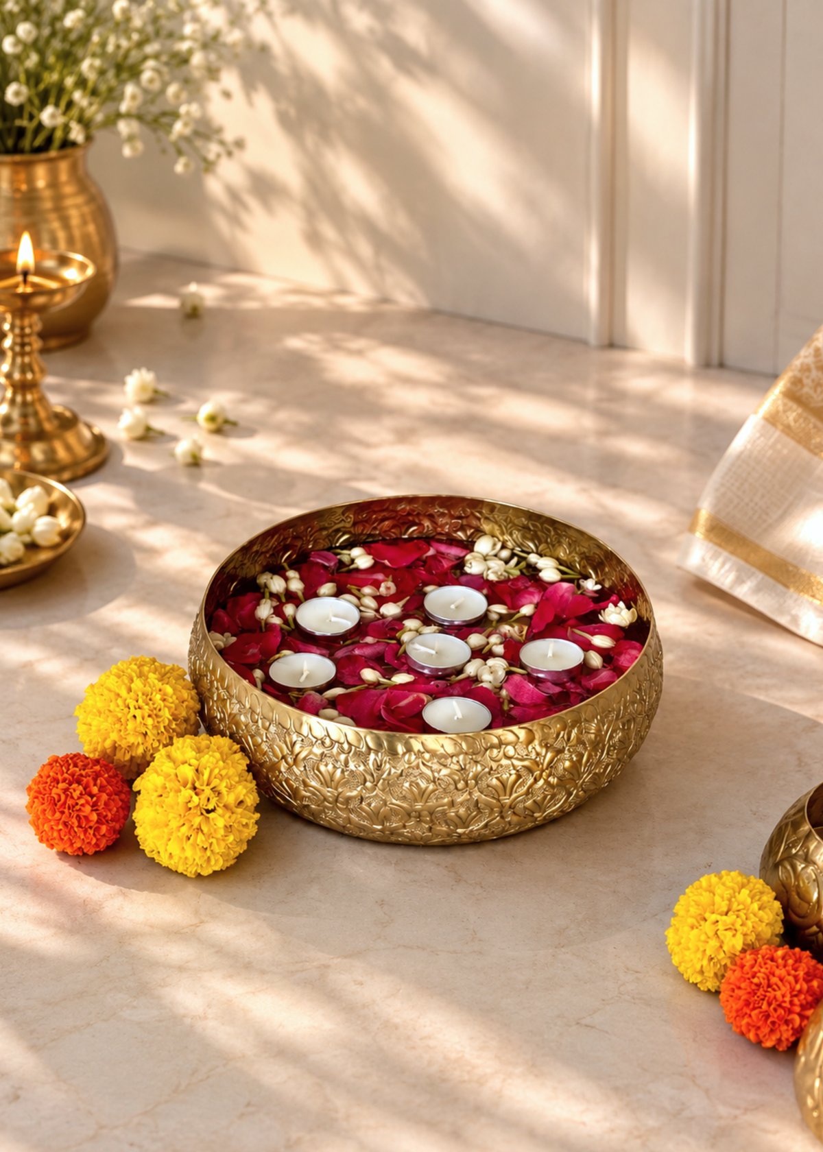 Noor Gold Urli - Medium