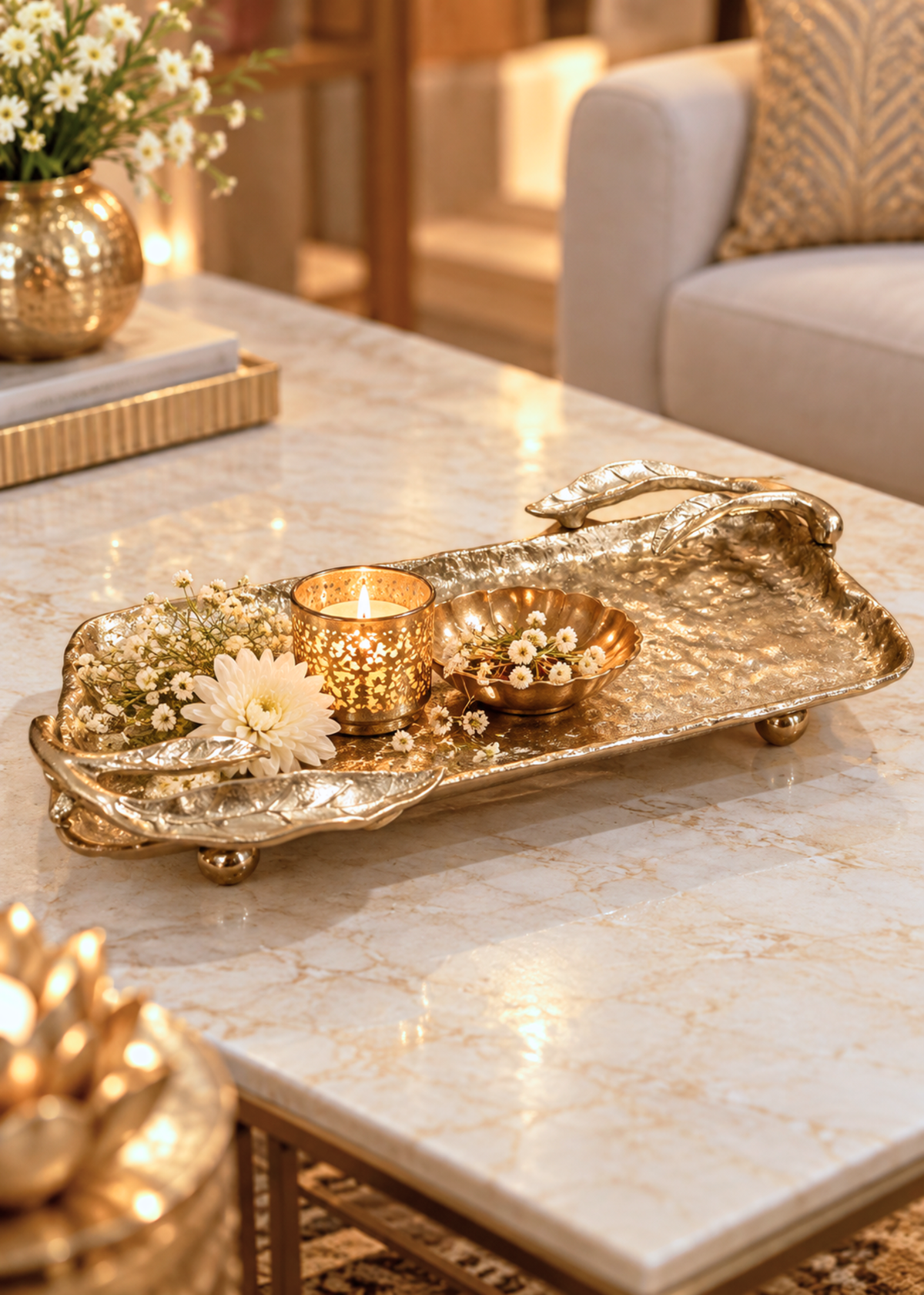 Gilded Leaf Tray Gold