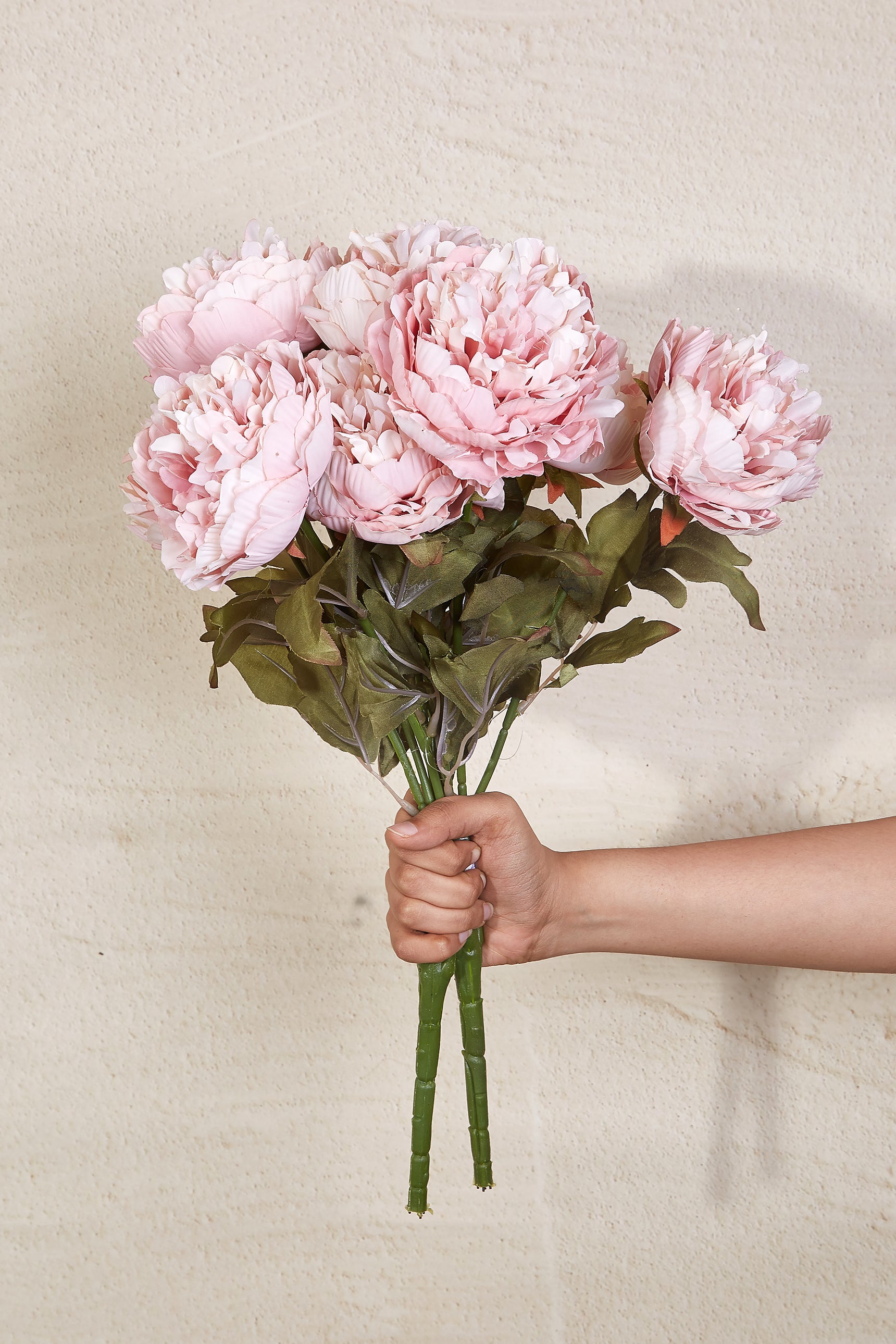 Artificial Pink Peony Bunch - Set Of 2