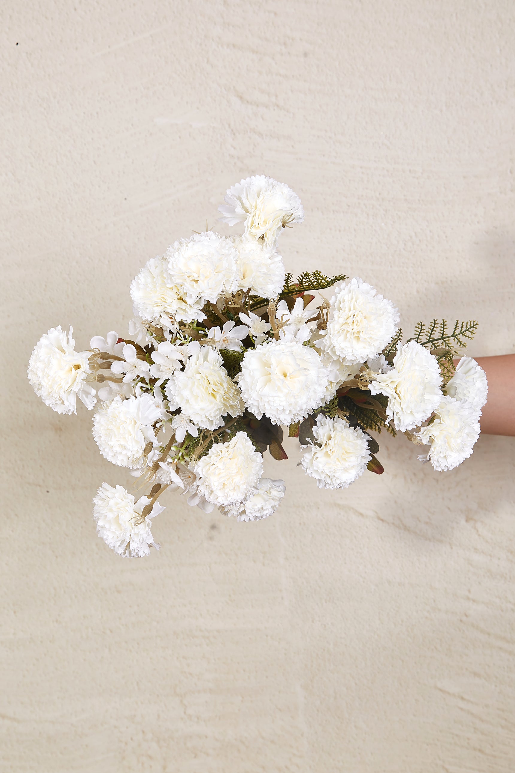 Artificial White Carnation Bunch - Set Of 2