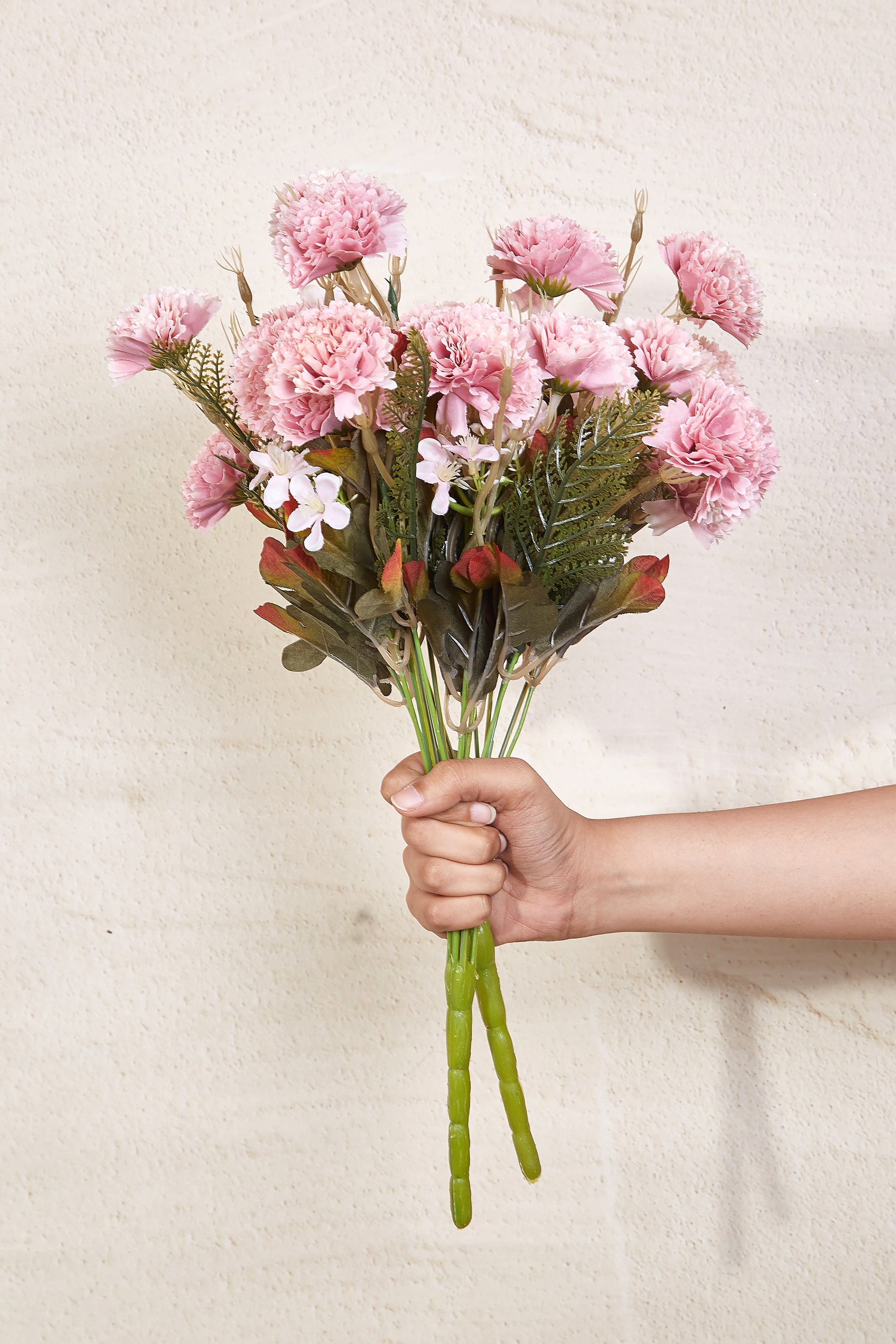 Artificial Pink Carnation Bunch - Set Of 2