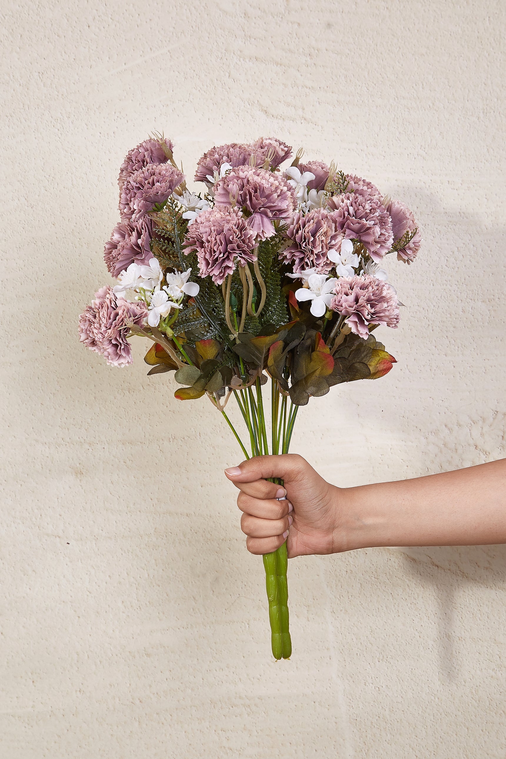 Artificial Mauve Carnation Bunch - Set Of 2