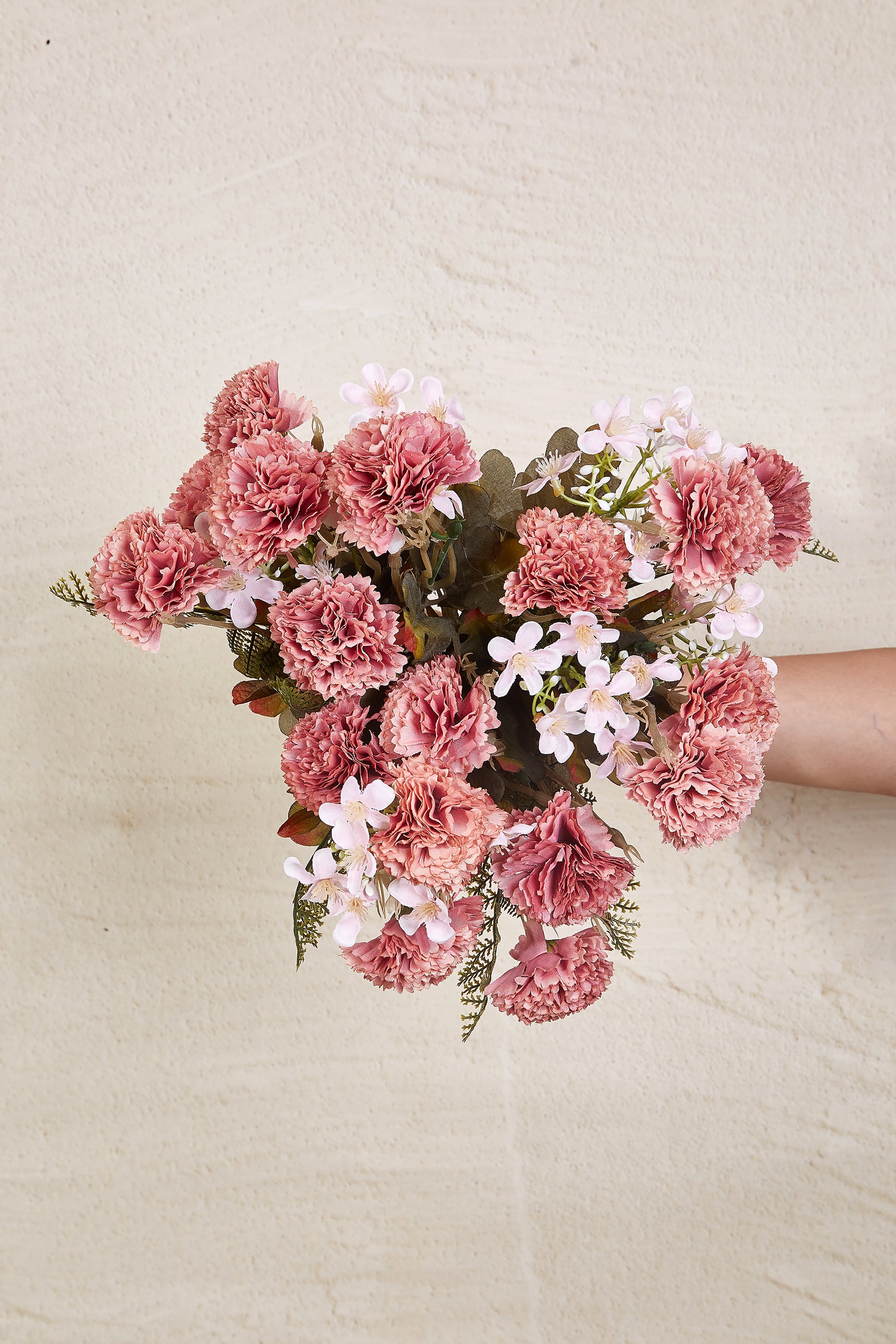 Artificial Peach Carnation Bunch - Set Of 2