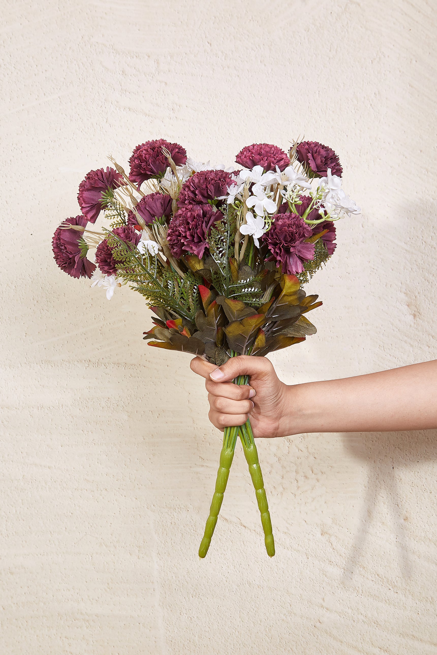 Artificial Purple Carnation Bunch - Set Of 2
