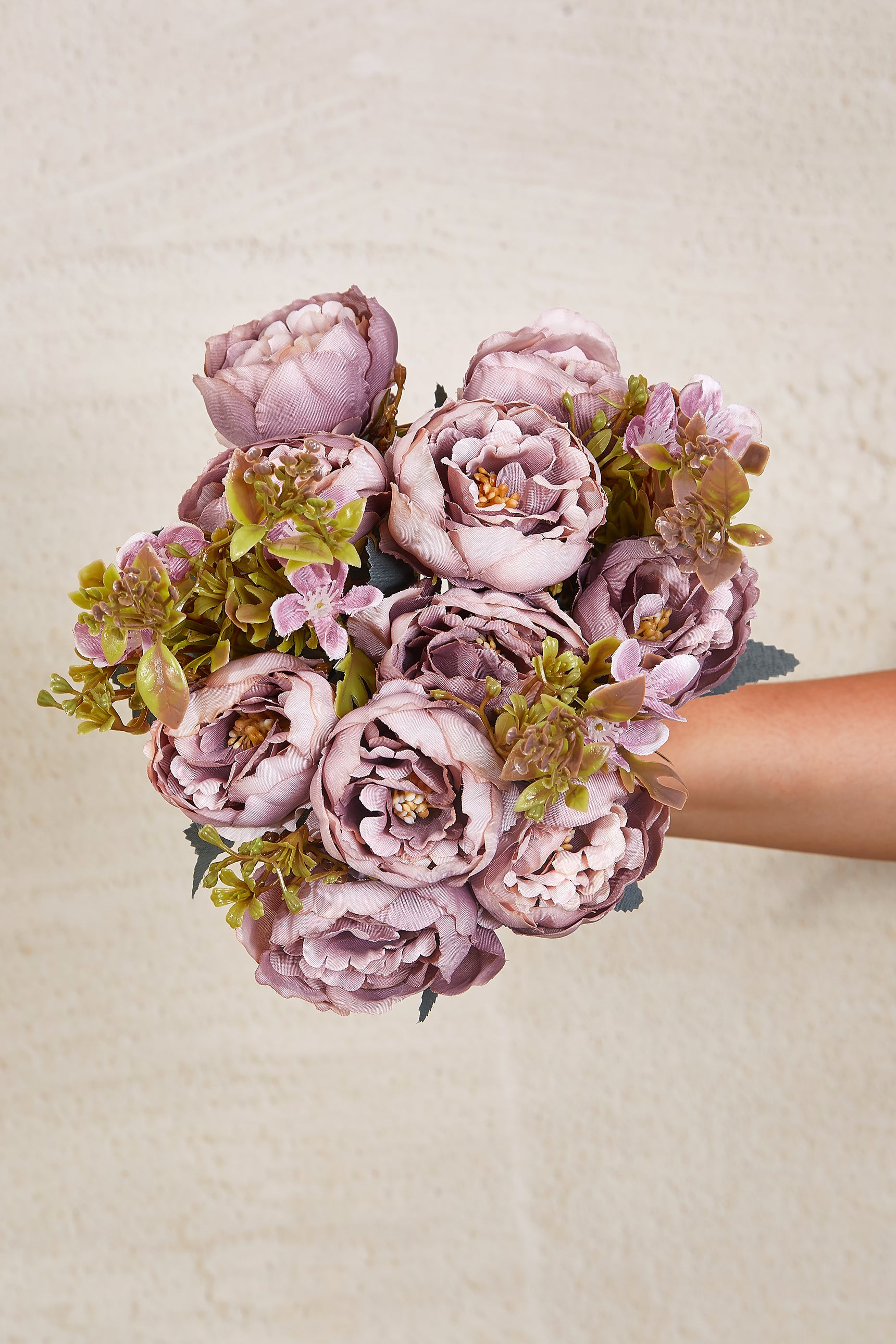 Artificial Mauve Rose Bunch - Set Of 2