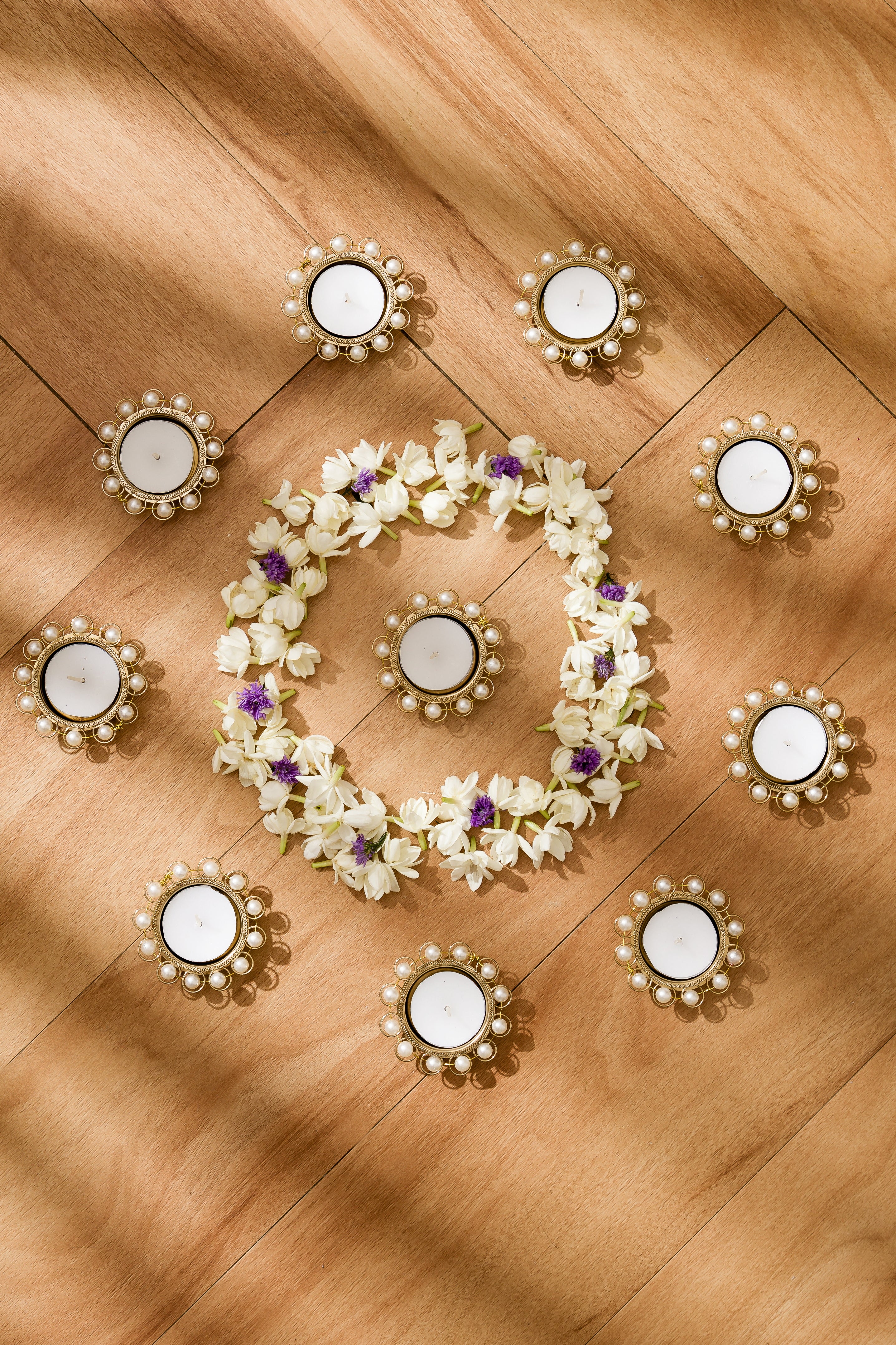 Festive Pearl Diya - Set Of 10