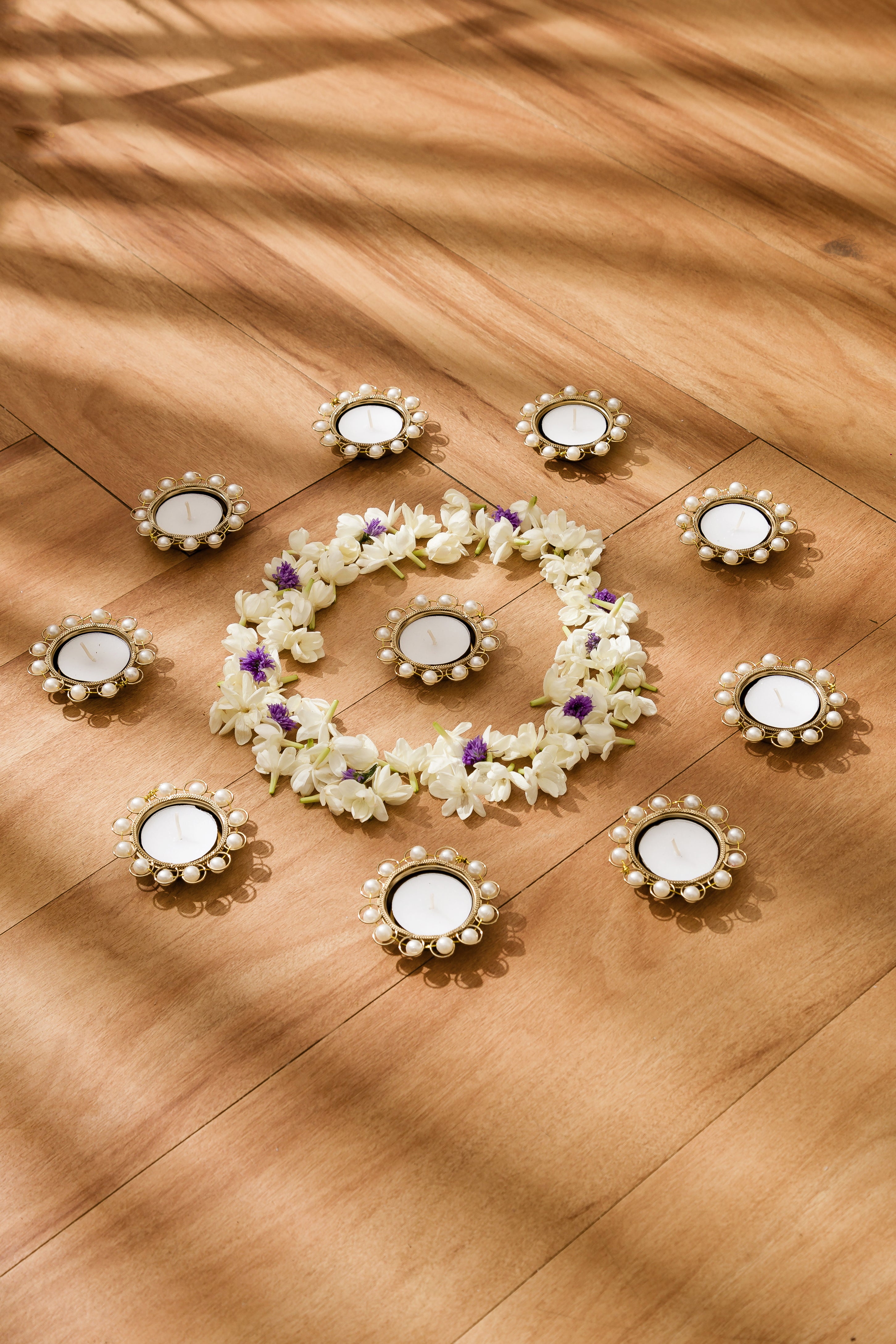 Festive Pearl Diya - Set Of 10