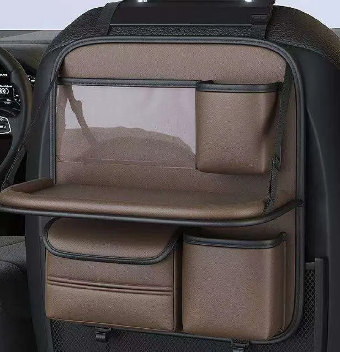 Car Back seat Organizer with Tray - Brown