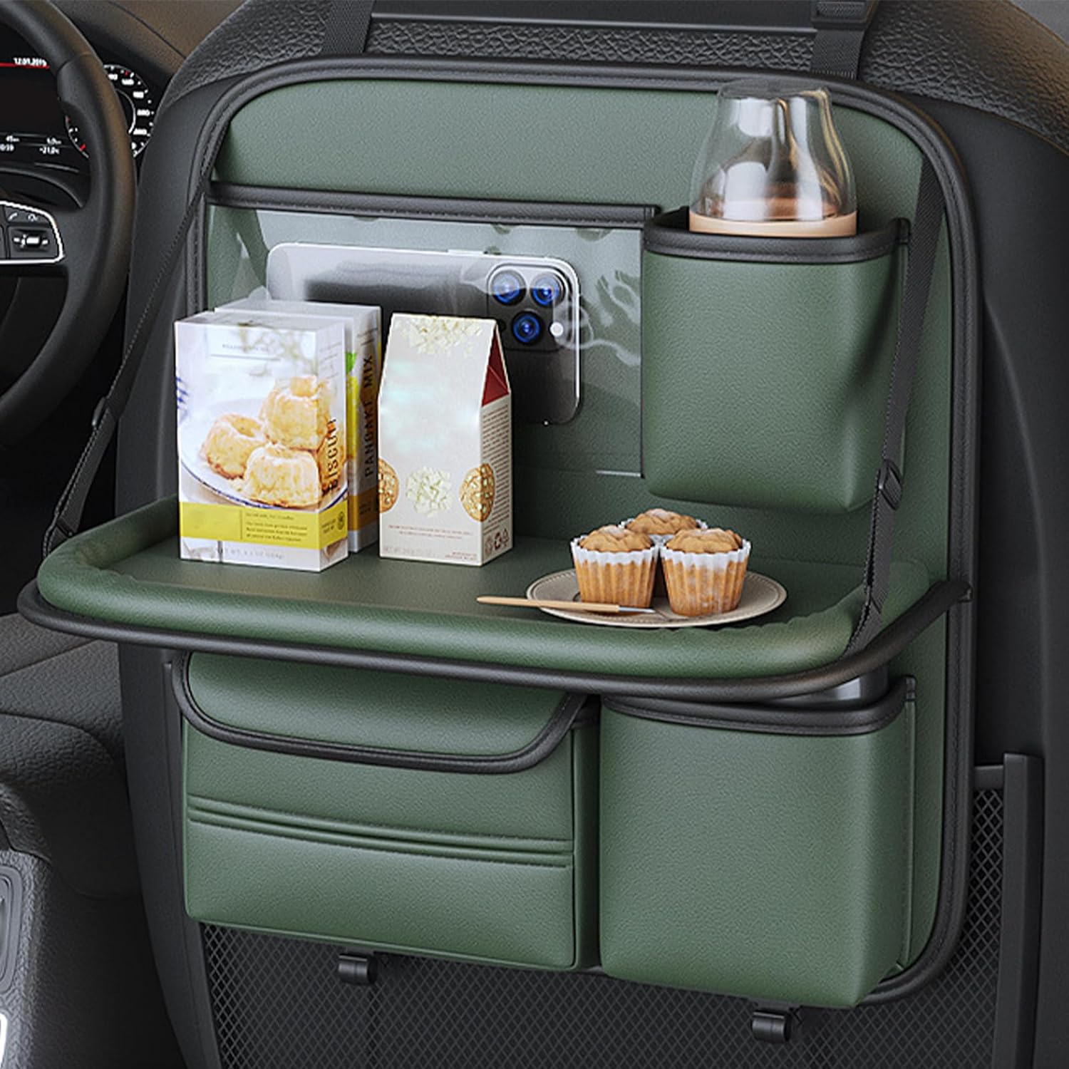 Car Back seat Organizer With Tray Green Mason Home by Amarsons Lifestyle Decor